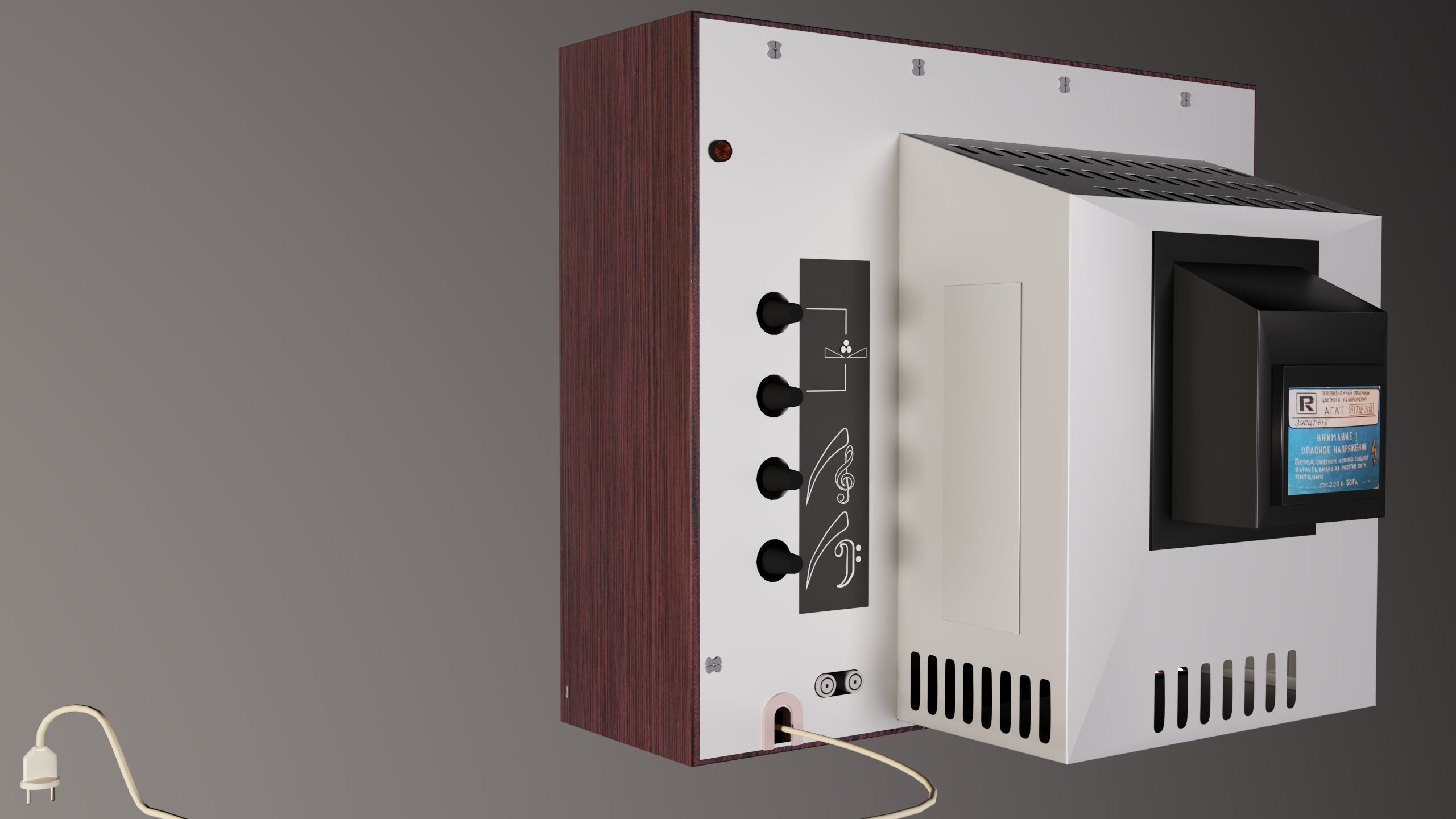 Vintage CRT TV Philips Retro Television 3D Model 3D model_6