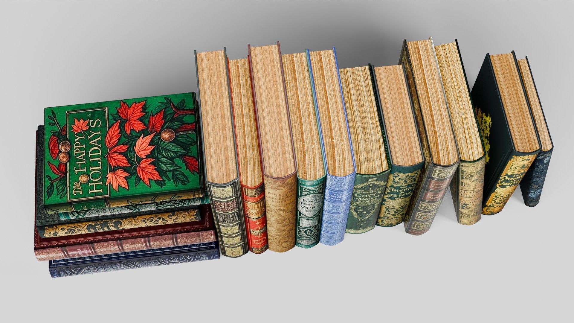 Old books for decoration Vol01 Low-poly 3D model_3