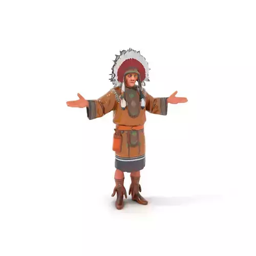 Native Warrior Character Rigged and Animated with Headdress Low-poly 3D model Native Warrior Character Rigged and Animated with Headdress Low-poly 3D model