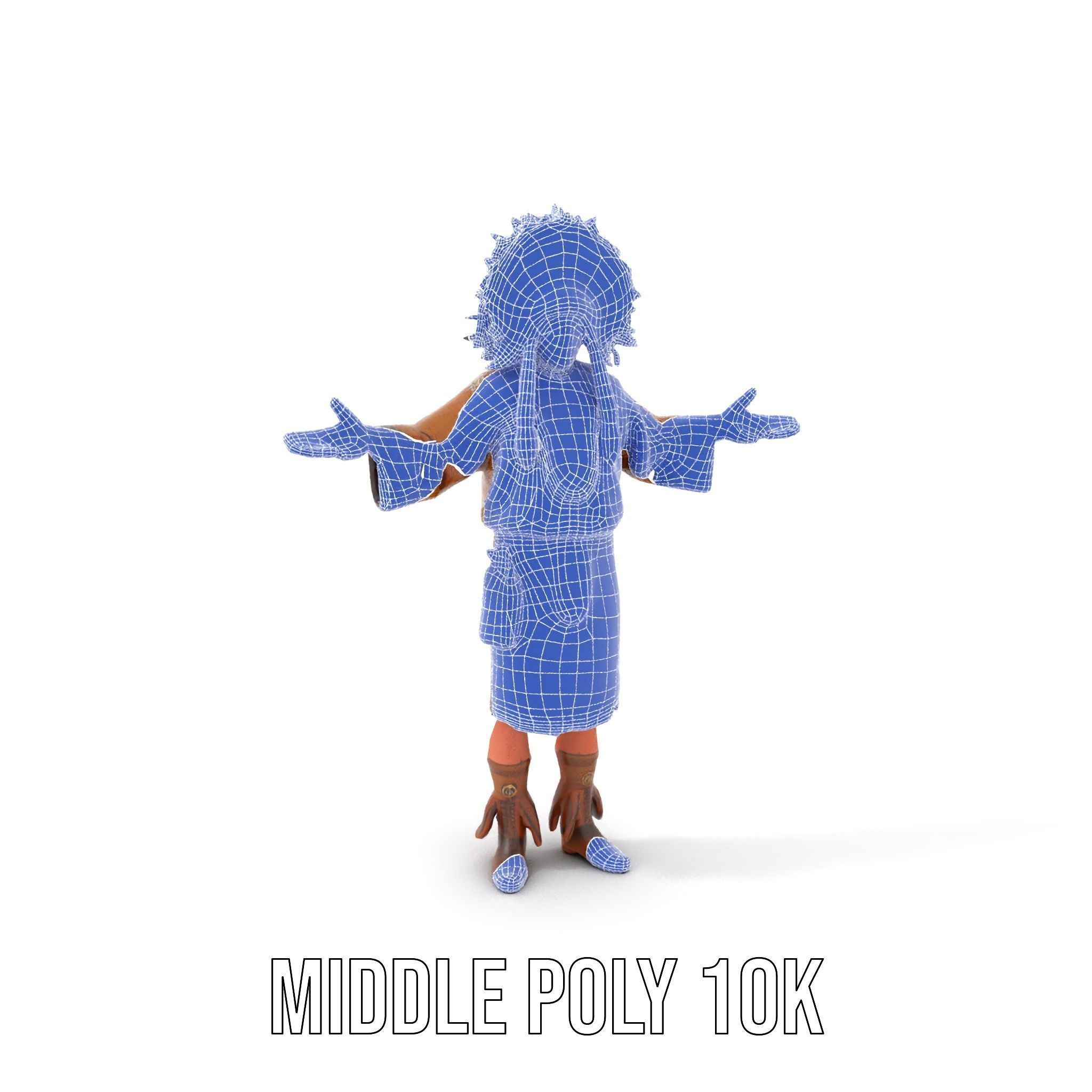 Native Warrior Character Rigged and Animated with Headdress Low-poly 3D model_17