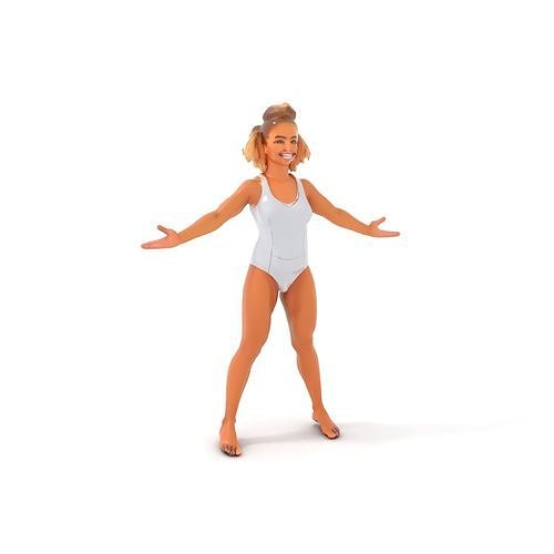 Youthful Swimsuit Athlete Rigged and Animated D Model Low-poly 3D model