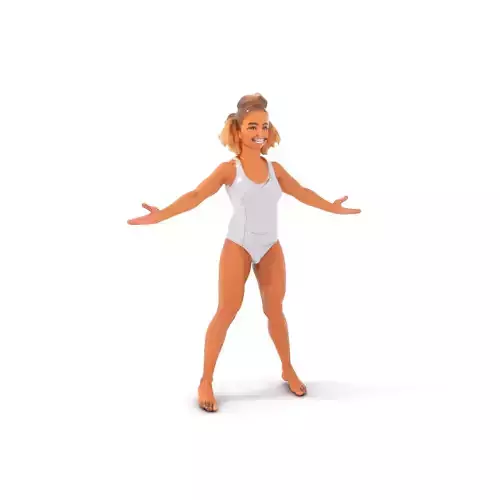 Youthful Swimsuit Athlete Rigged and Animated D Model