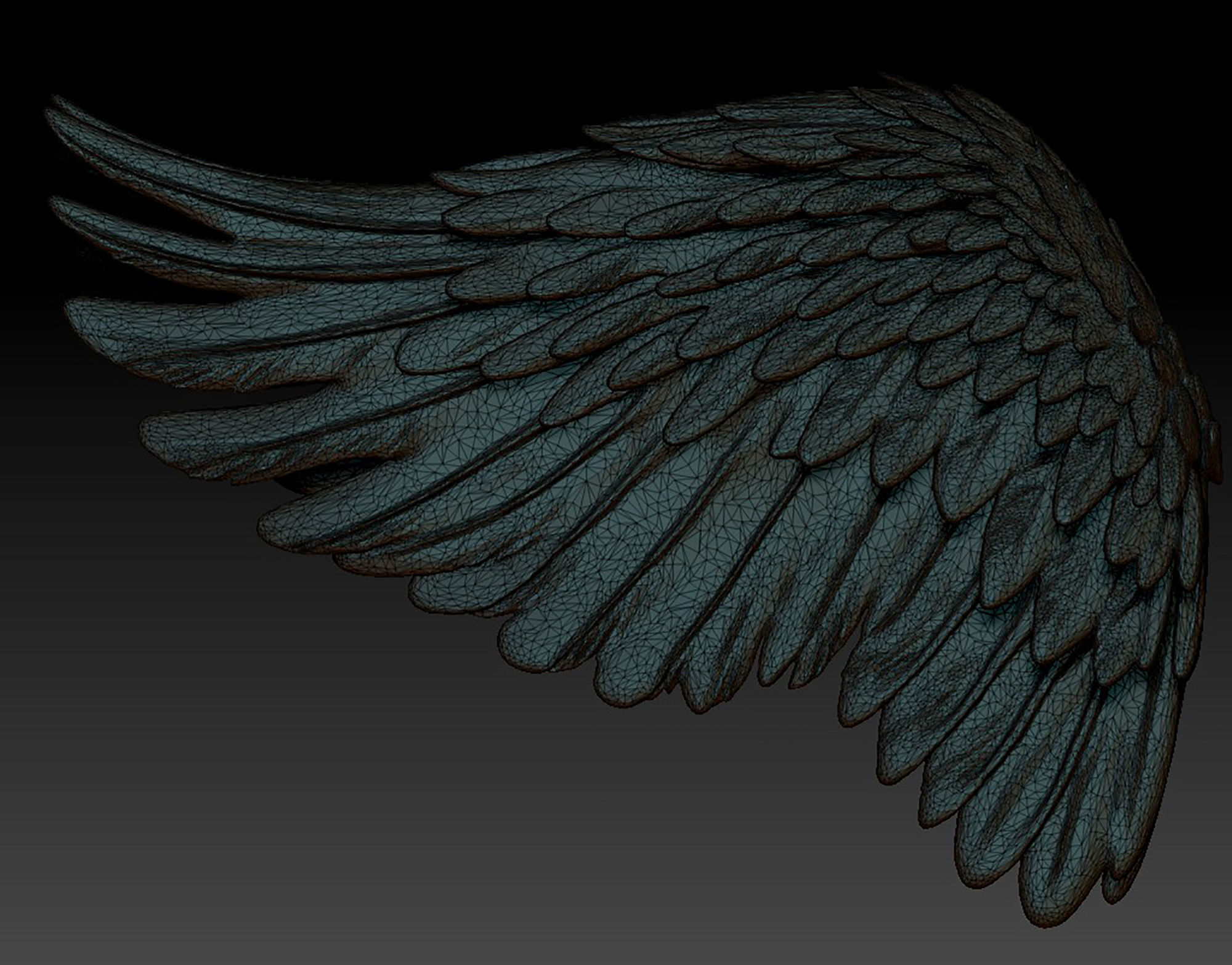 Angel Wings Overlapping Feather Structure 3D print model_6