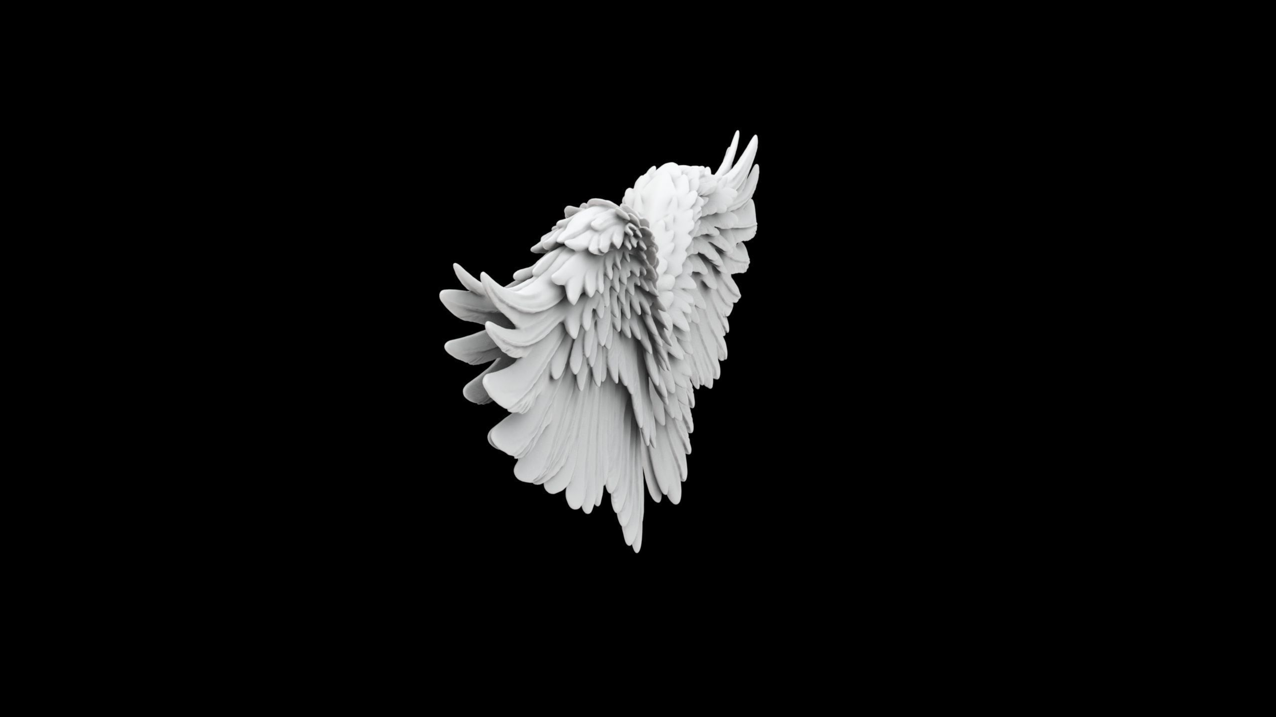 Angel Wings Overlapping Feather Structure 3D print model_4