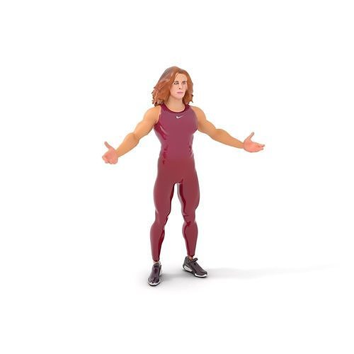 Athletic Female Rigged and Animated Character Model Low-poly 3D model
