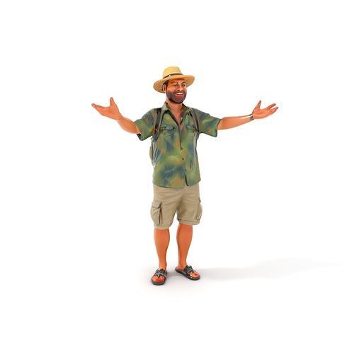 Tropical Adventurer Rigged and Animated Character Model Low-poly 3D model