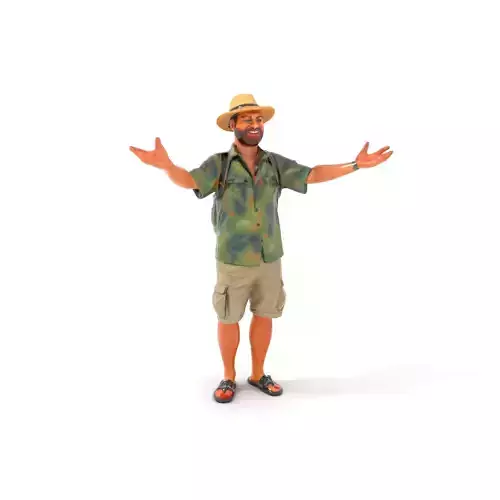 Tropical Adventurer Rigged and Animated Character Model