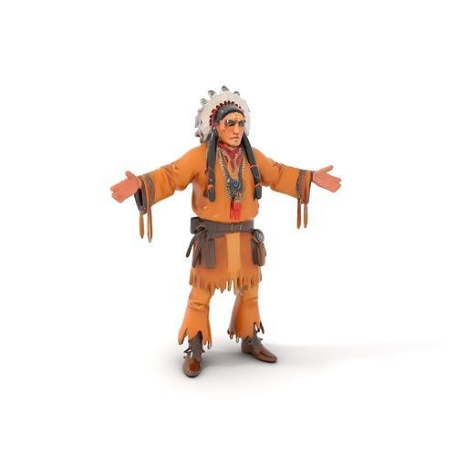 Chief Warrior Rigged and Animated D Character Model Low-poly 3D model