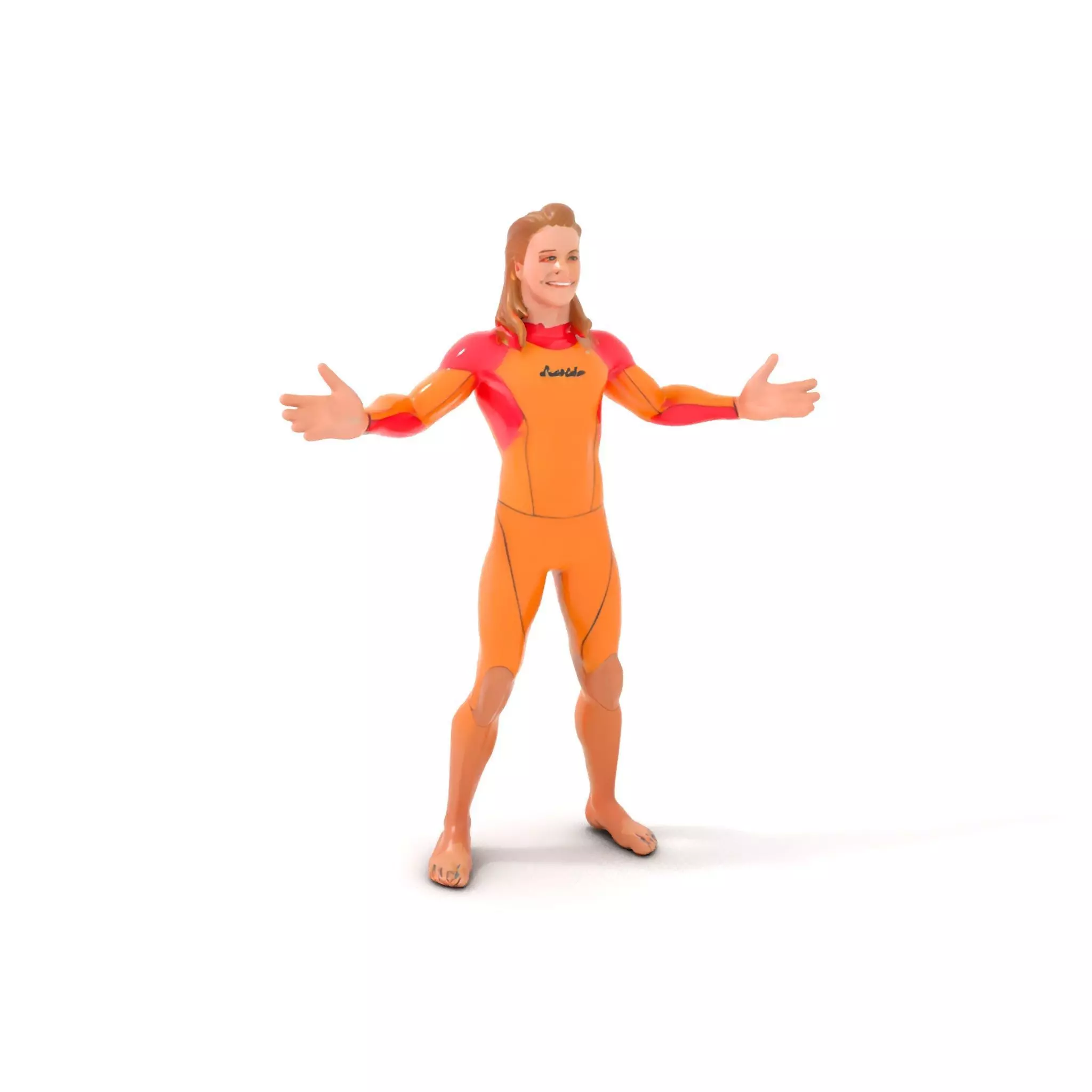 Surfing Champion Character Rigged and Animated for D Applicat... Low-poly 3D model
