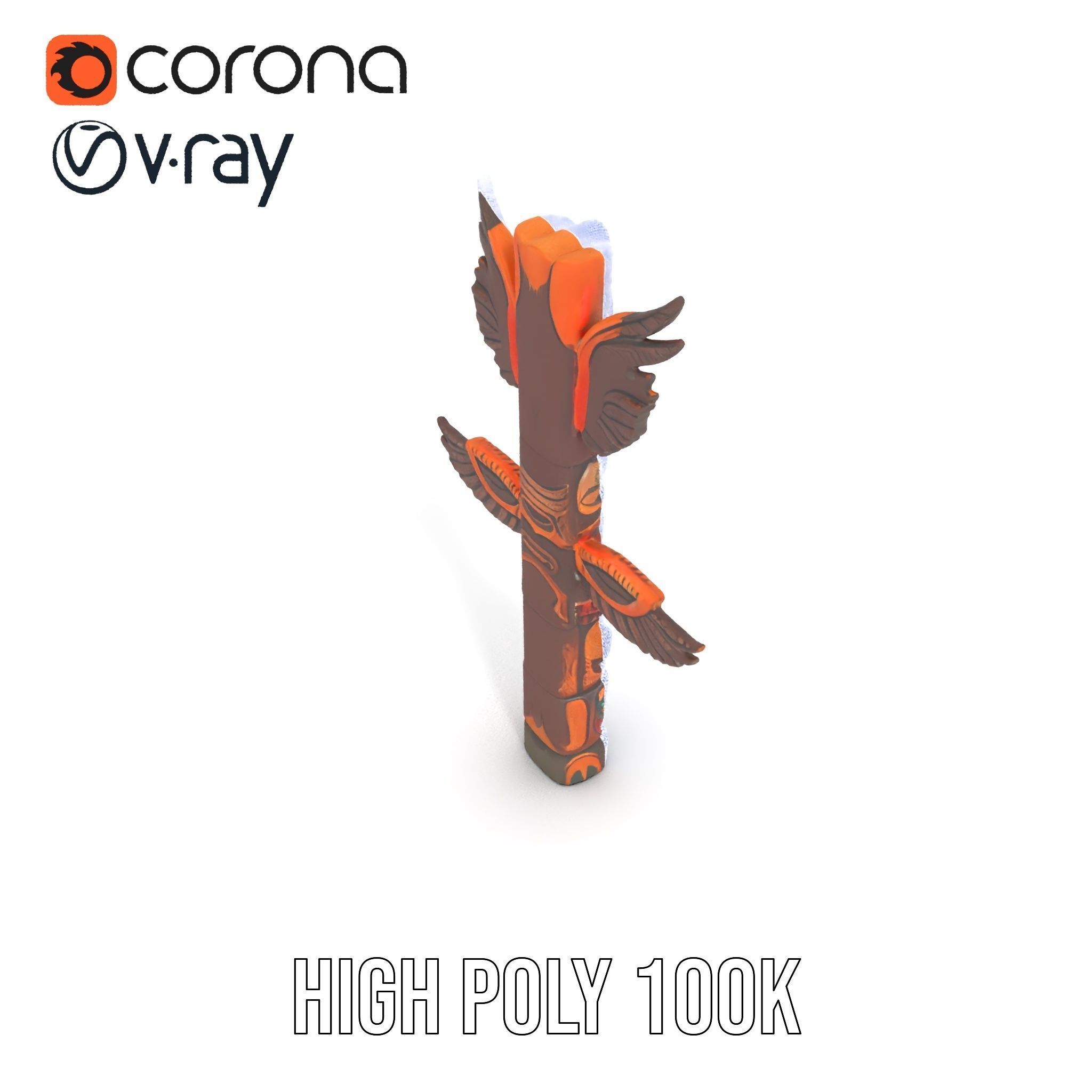 Traditional Totem Pole Model Pack with Detailed Carvings Low-poly 3D model_34