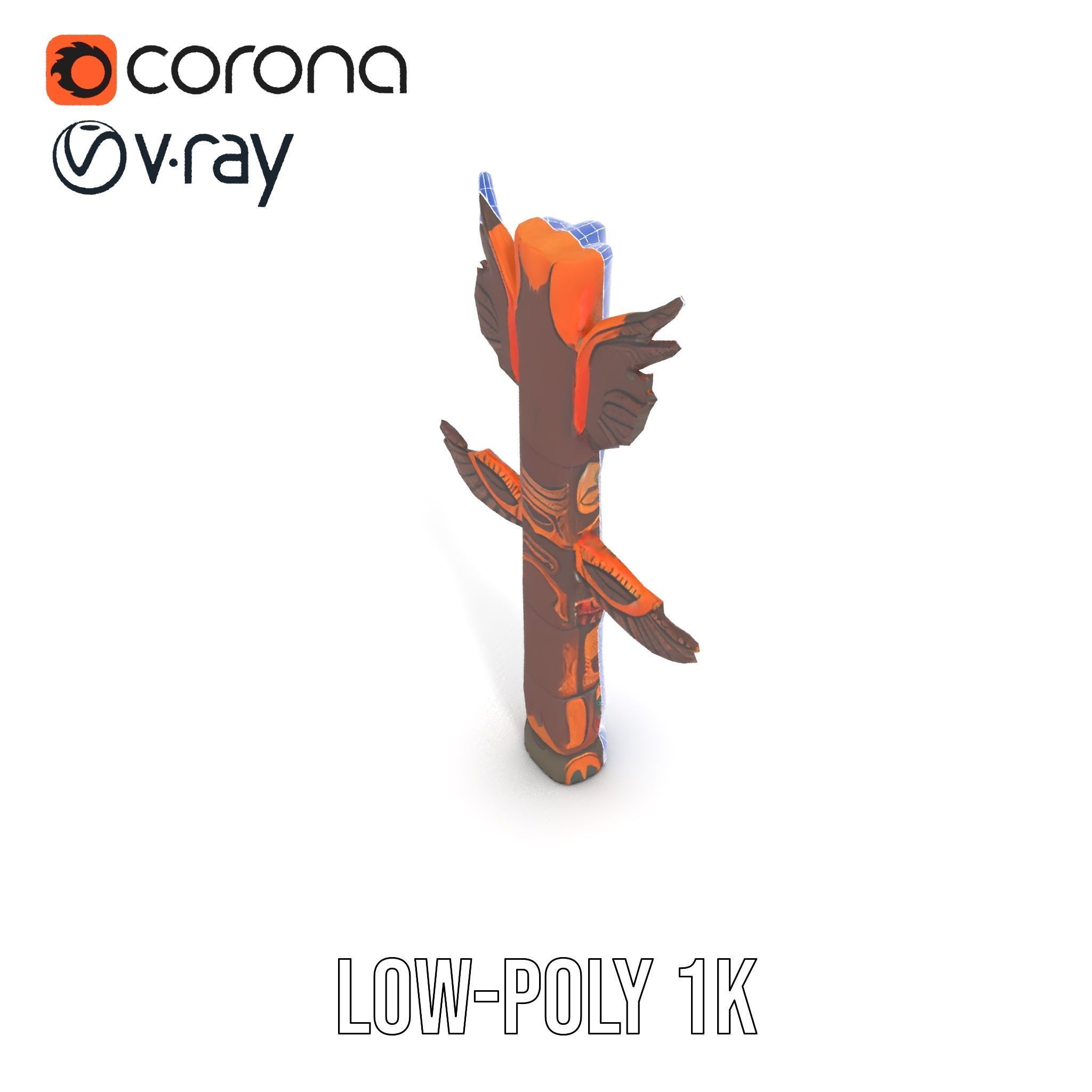 Traditional Totem Pole Model Pack with Detailed Carvings Low-poly 3D model_30