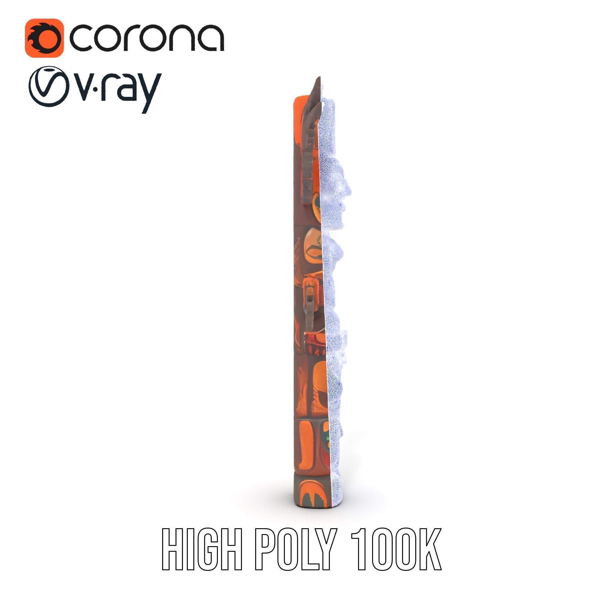 Traditional Totem Pole Model Pack with Detailed Carvings Low-poly 3D model_31