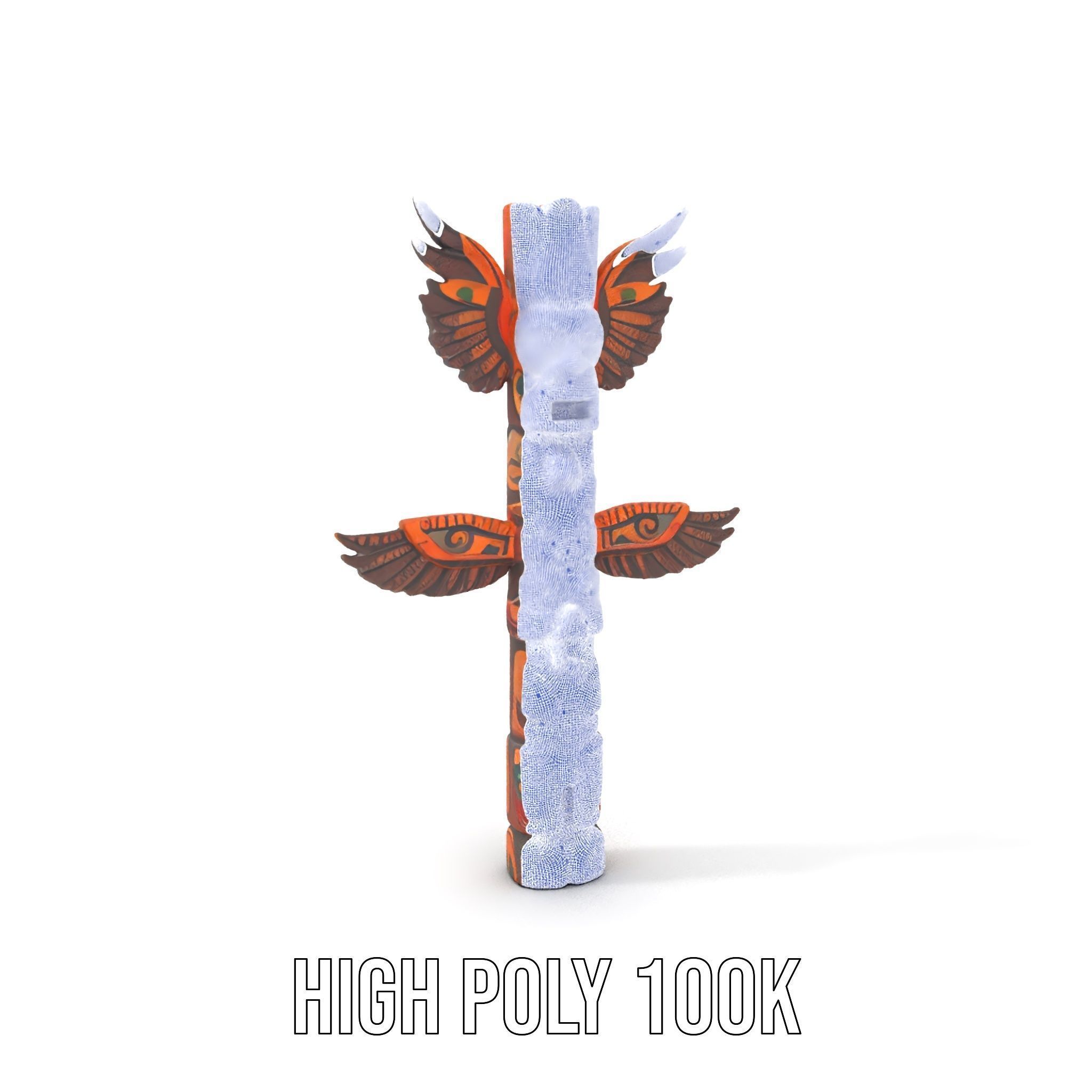 Traditional Totem Pole Model Pack with Detailed Carvings Low-poly 3D model_4