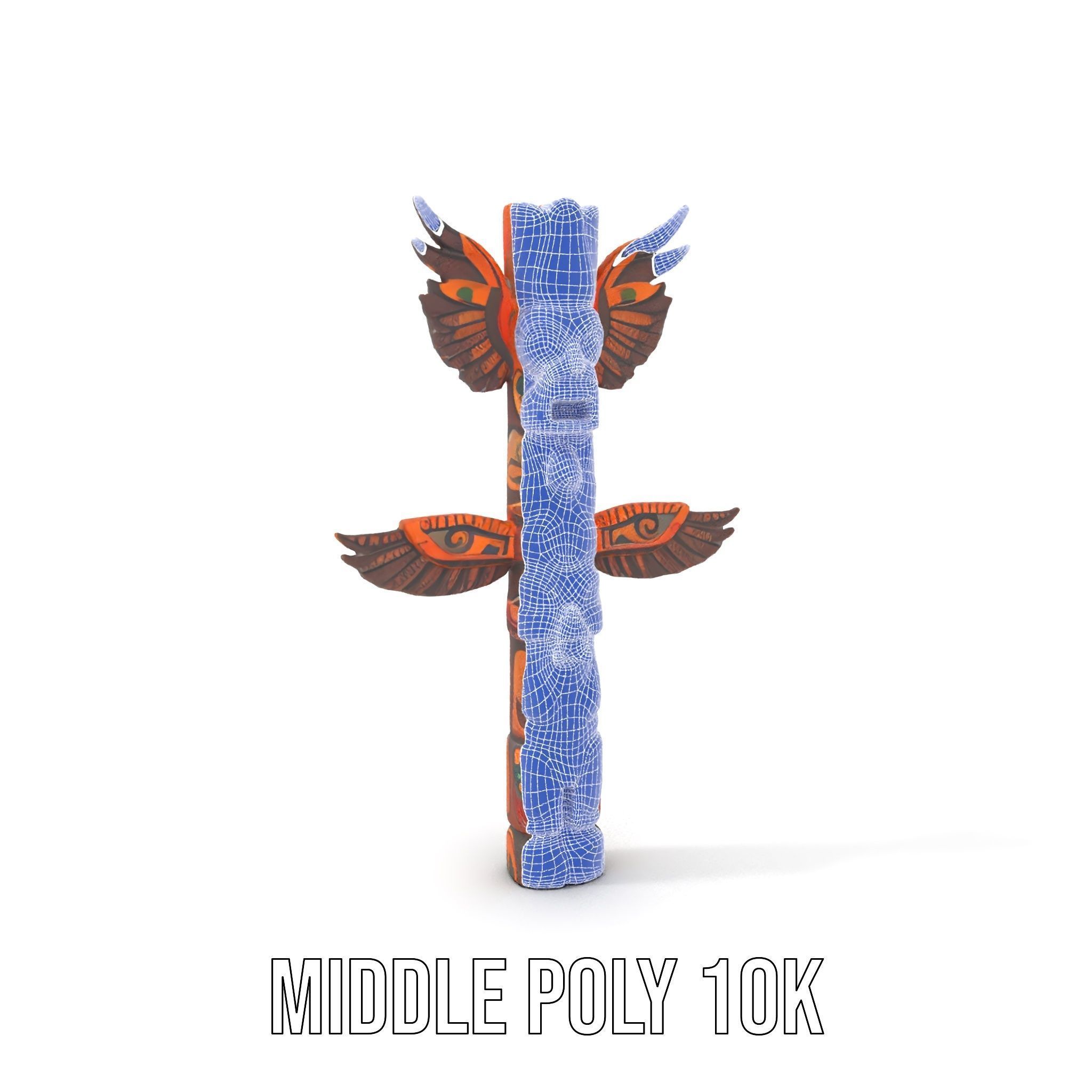 Traditional Totem Pole Model Pack with Detailed Carvings Low-poly 3D model_27