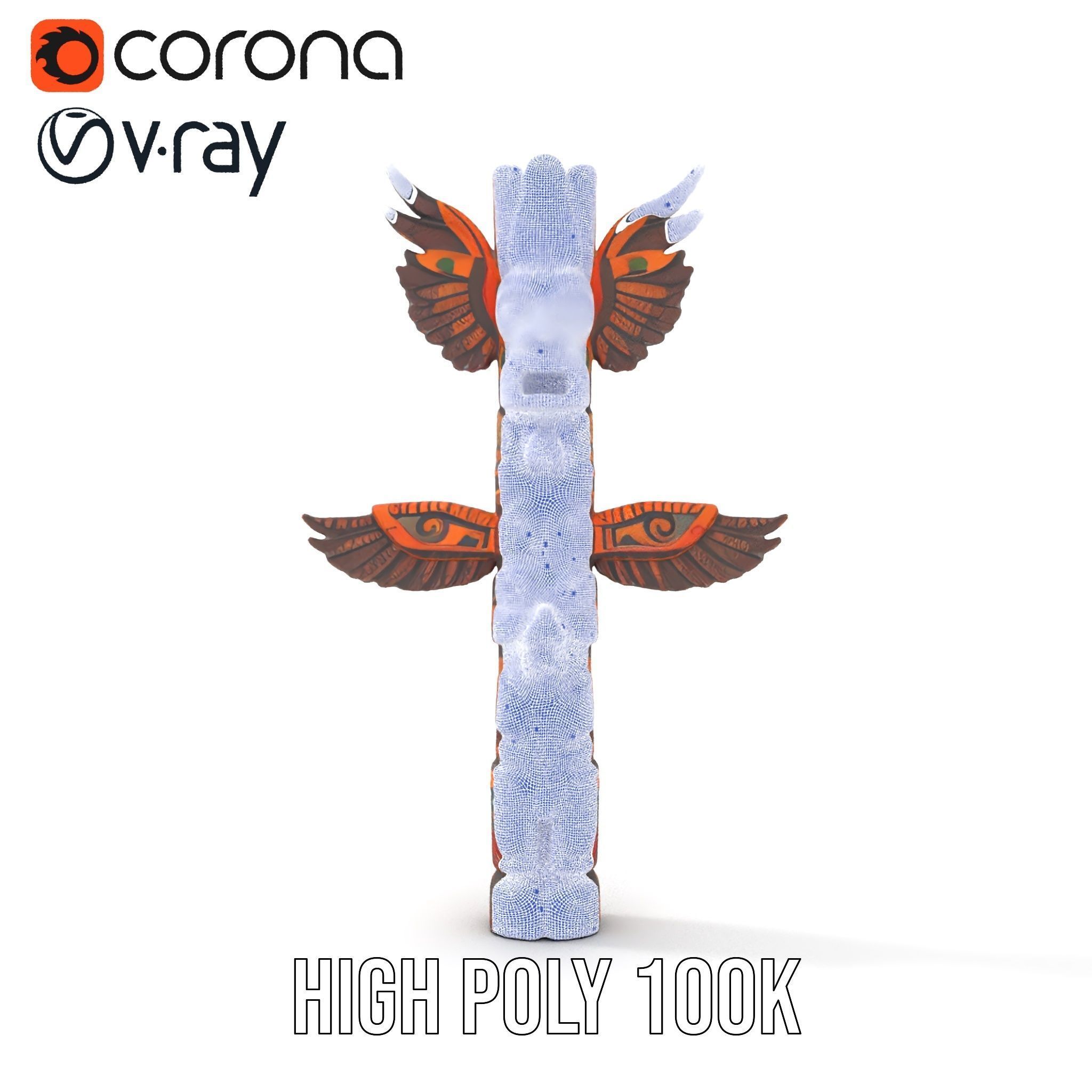 Traditional Totem Pole Model Pack with Detailed Carvings Low-poly 3D model_32