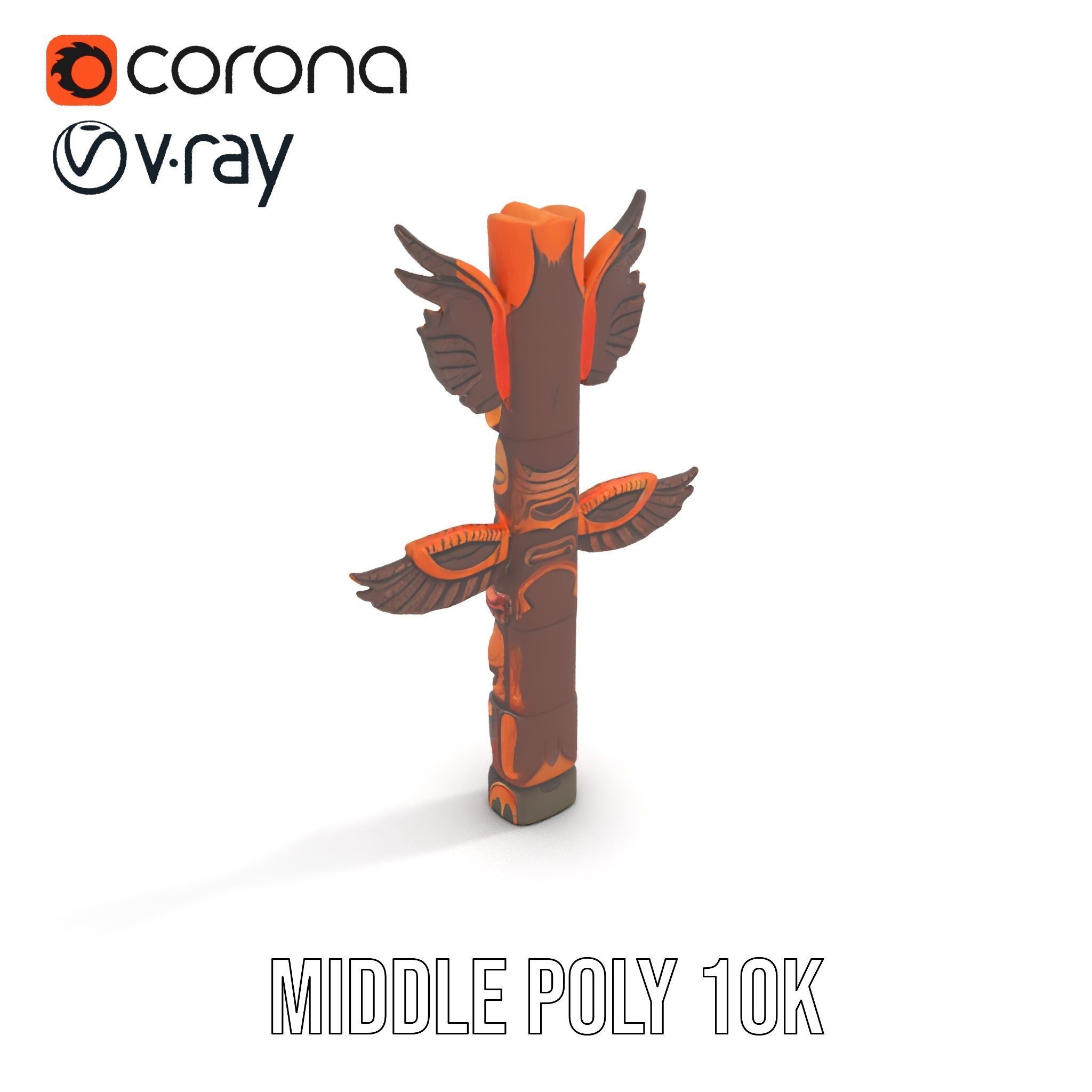 Traditional Totem Pole Model Pack with Detailed Carvings Low-poly 3D model_5