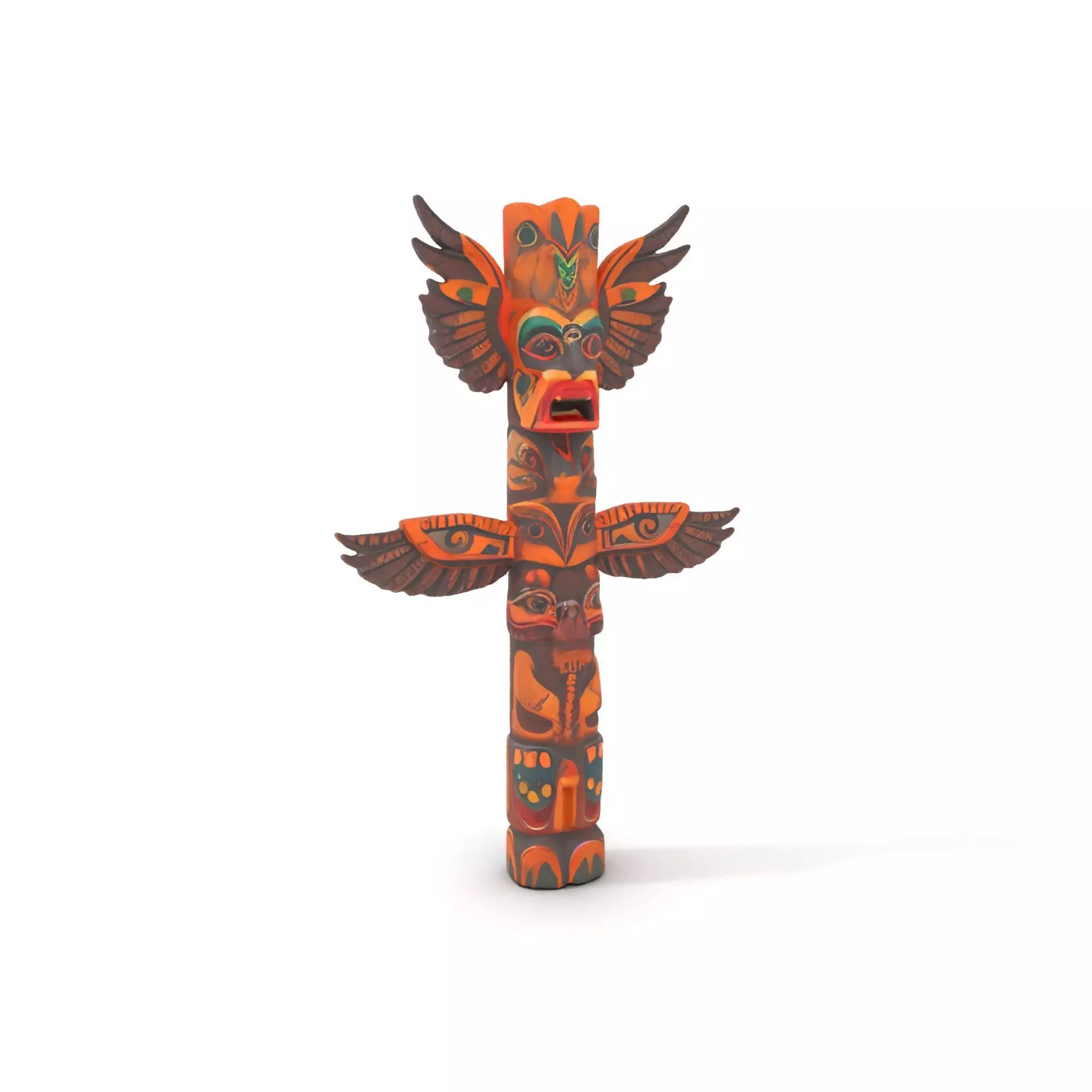 Traditional Totem Pole Model Pack with Detailed Carvings Low-poly 3D model_0