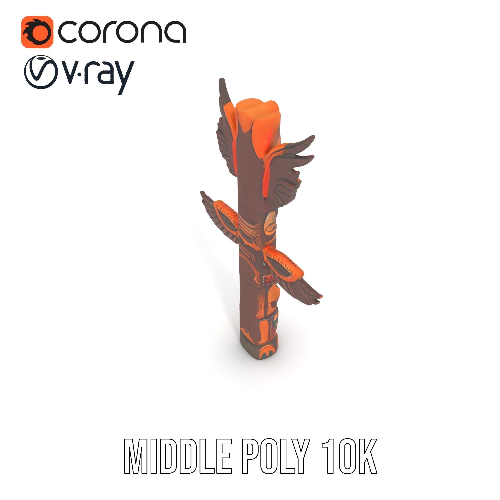 Traditional Totem Pole Model Pack with Detailed Carvings Low-poly 3D model_13