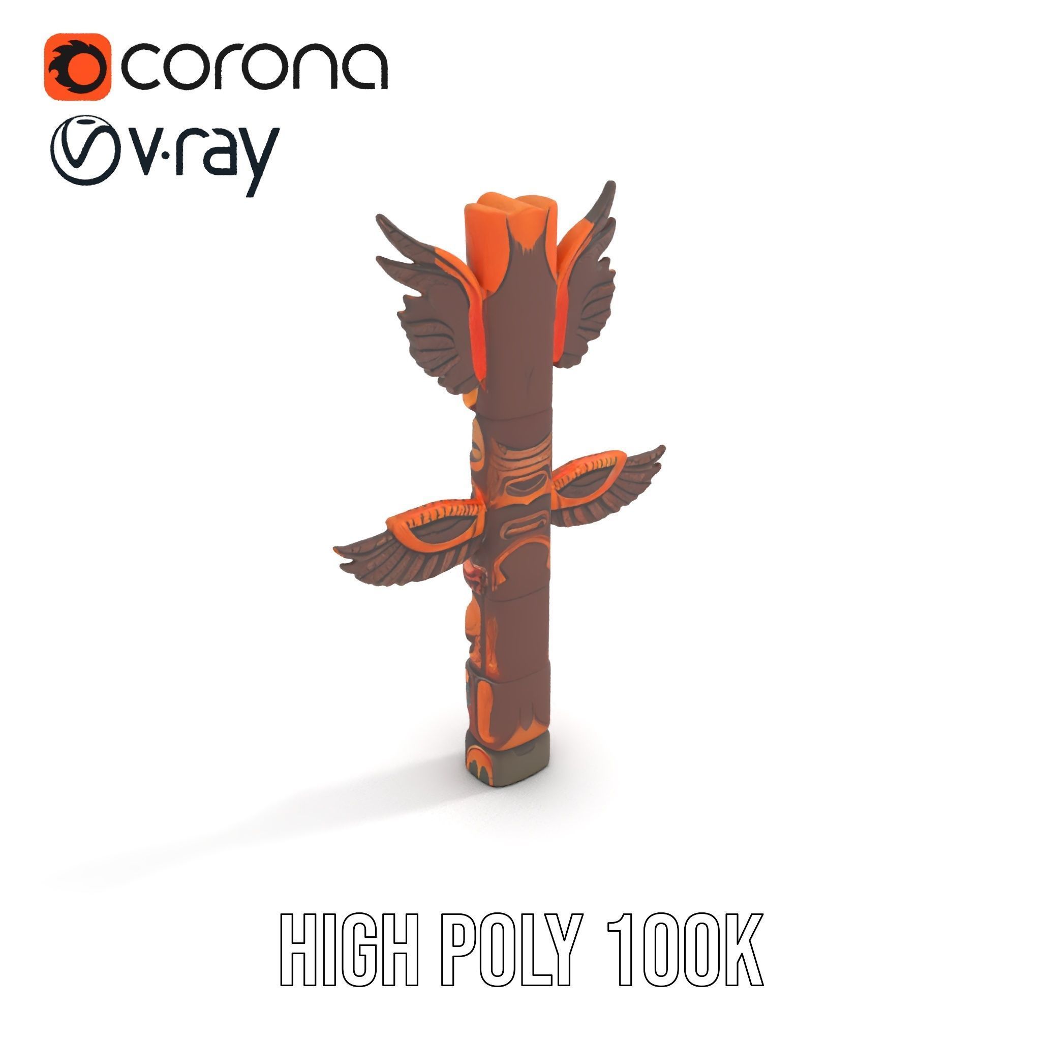 Traditional Totem Pole Model Pack with Detailed Carvings Low-poly 3D model_20