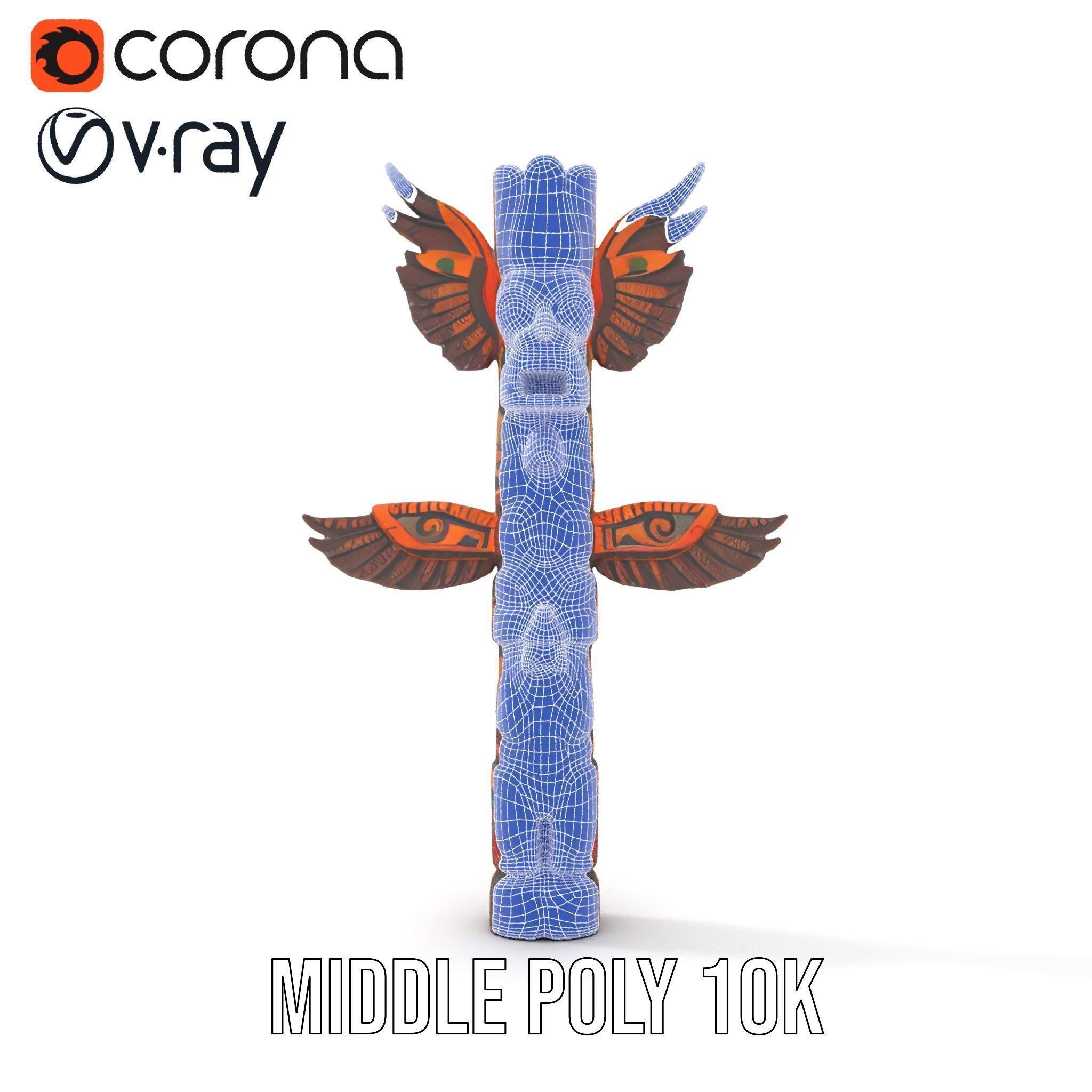 Traditional Totem Pole Model Pack with Detailed Carvings Low-poly 3D model_16