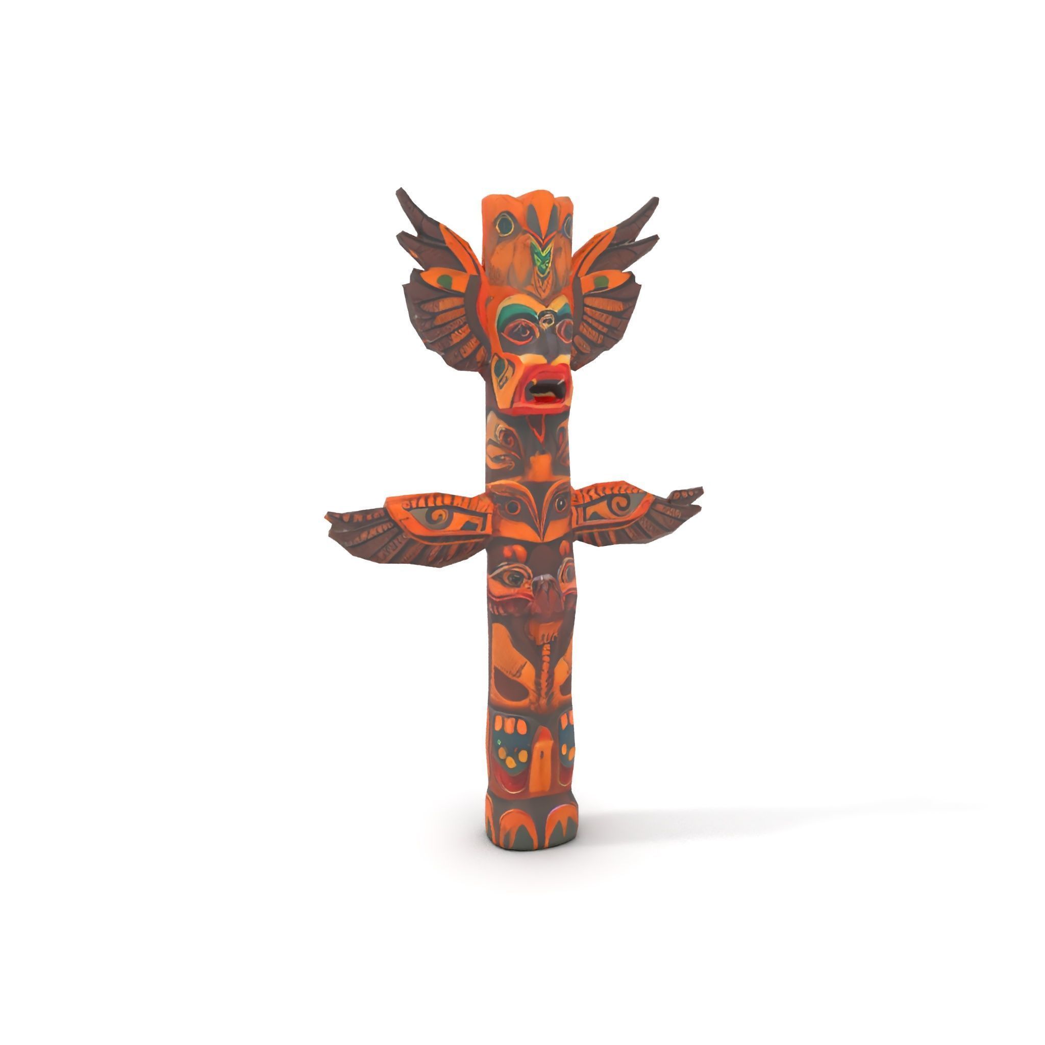 Traditional Totem Pole Model Pack with Detailed Carvings Low-poly 3D model_12