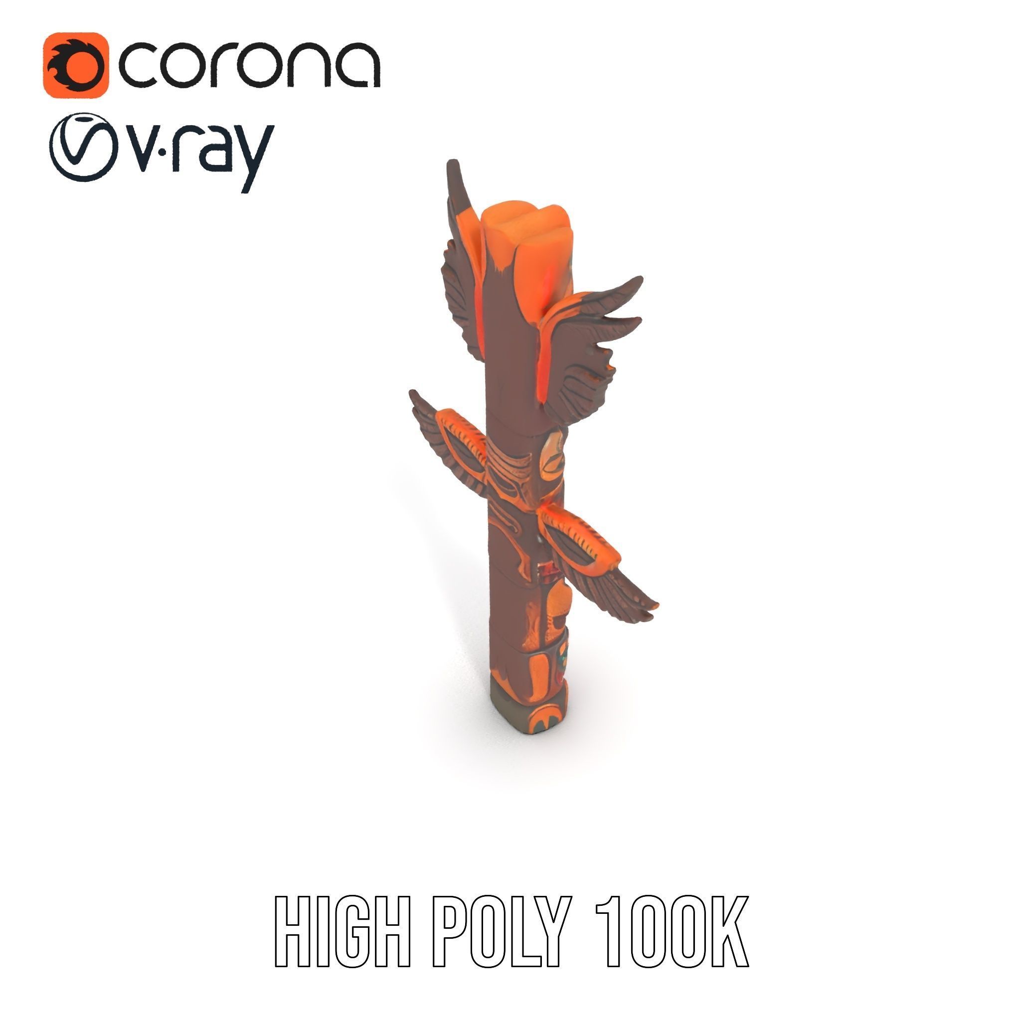 Traditional Totem Pole Model Pack with Detailed Carvings Low-poly 3D model_23