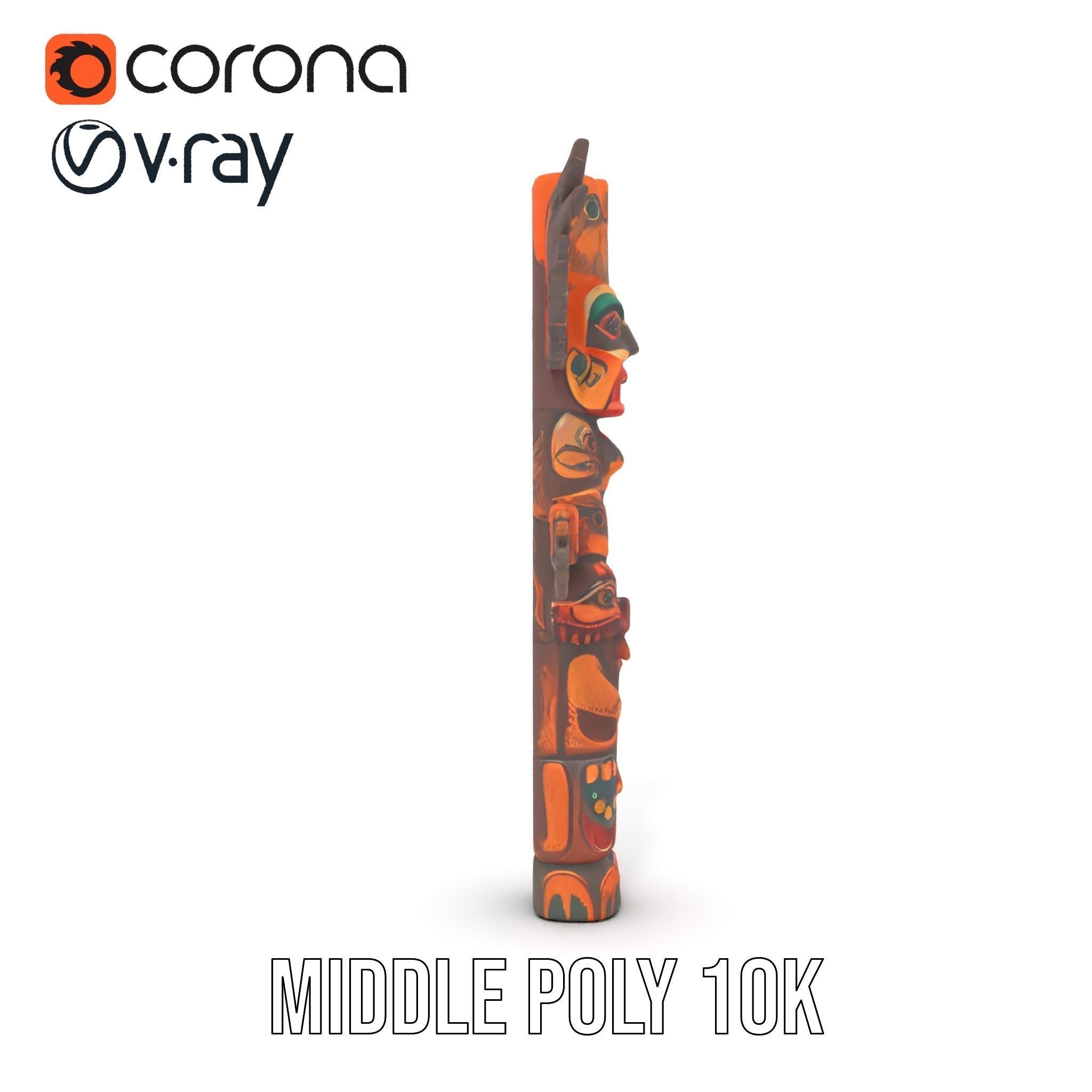 Traditional Totem Pole Model Pack with Detailed Carvings Low-poly 3D model_18