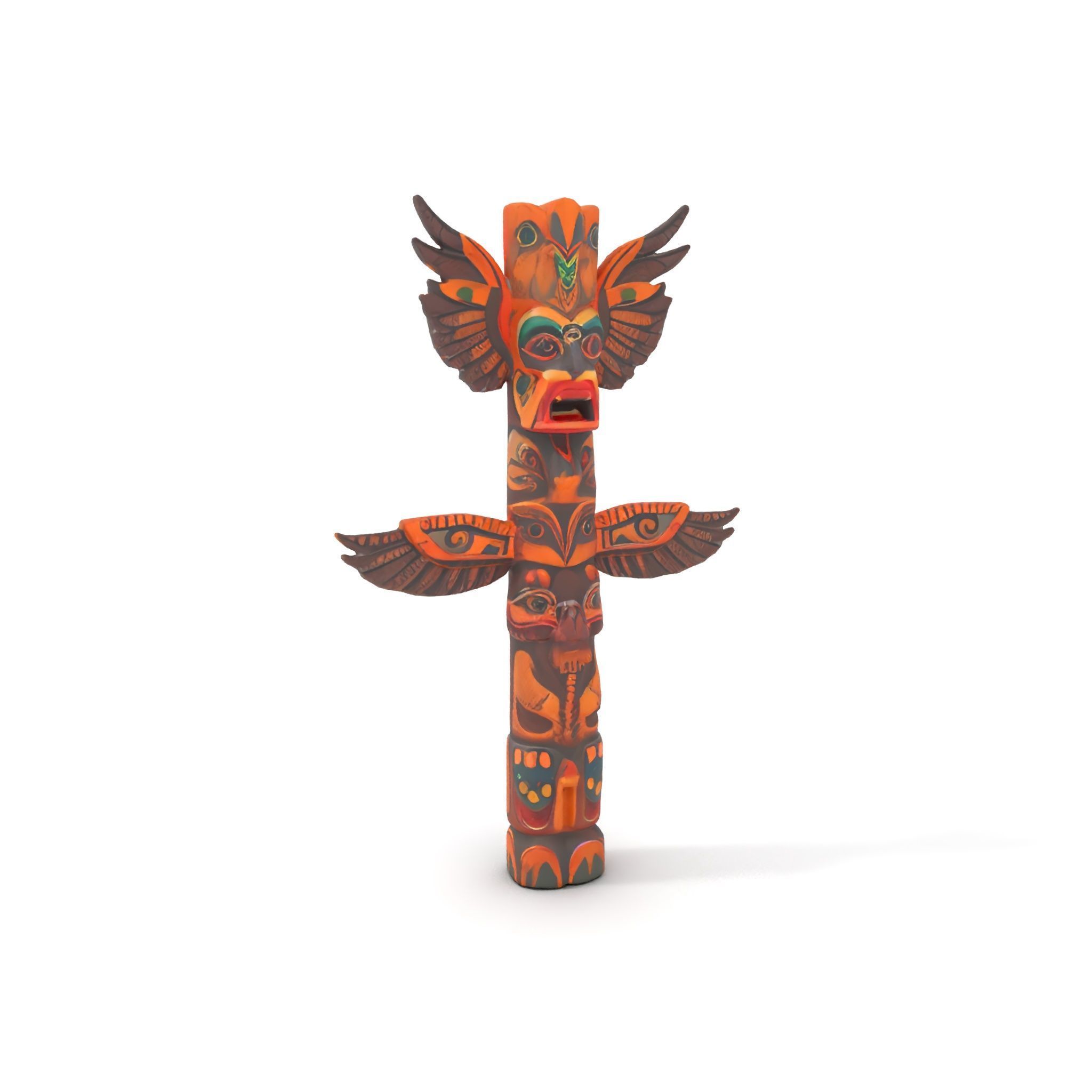 Traditional Totem Pole Model Pack with Detailed Carvings Low-poly 3D model_6