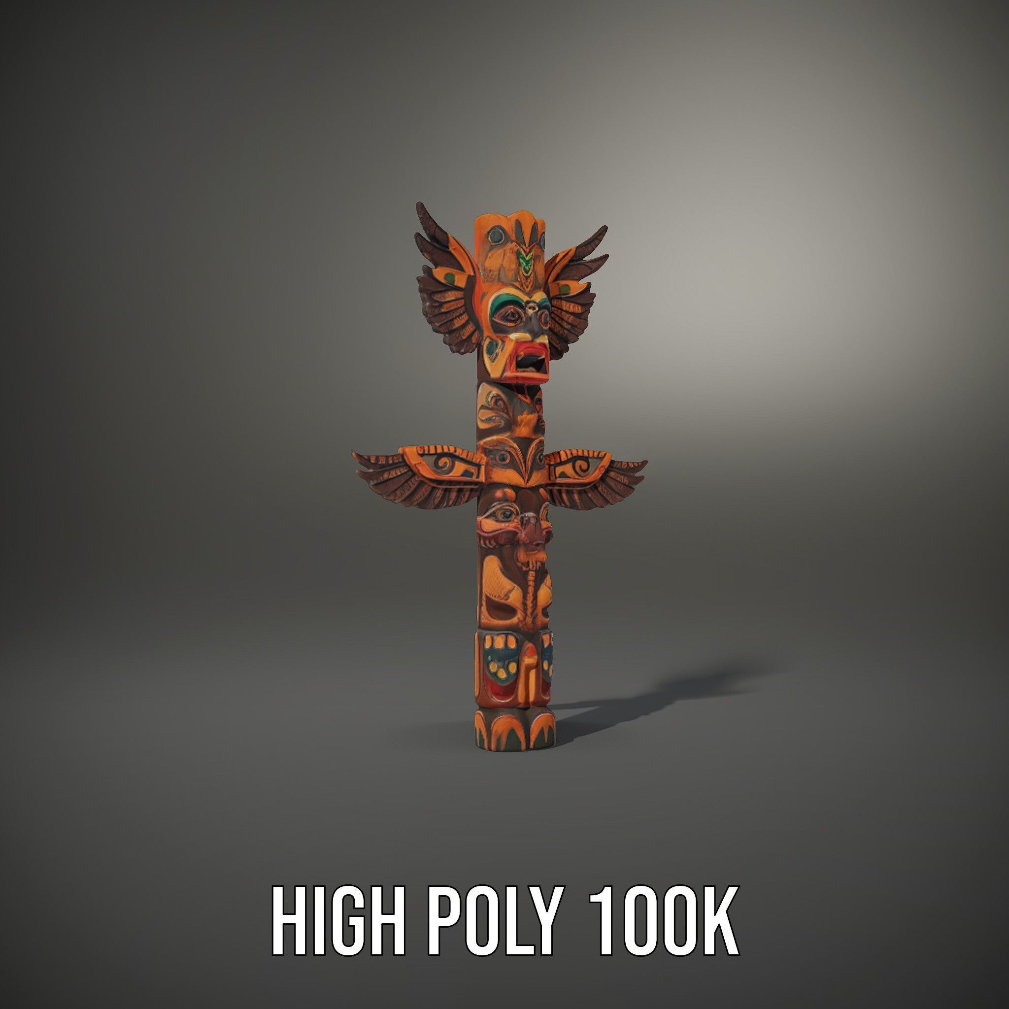 Traditional Totem Pole Model Pack with Detailed Carvings Low-poly 3D model_10