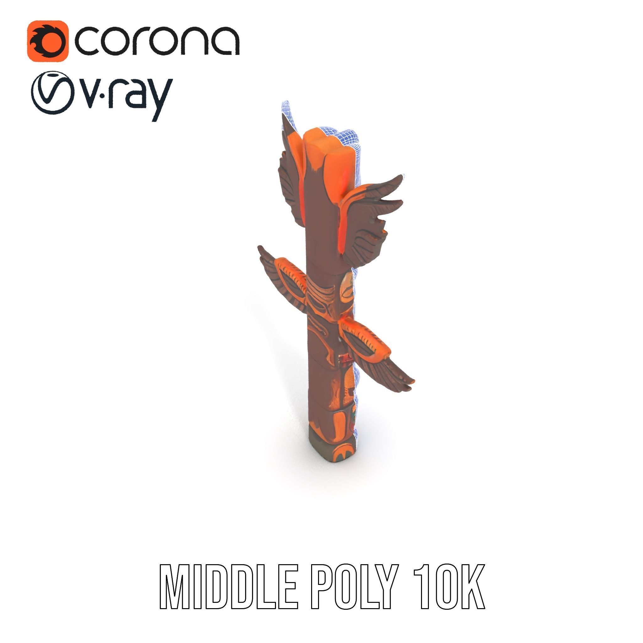 Traditional Totem Pole Model Pack with Detailed Carvings Low-poly 3D model_24