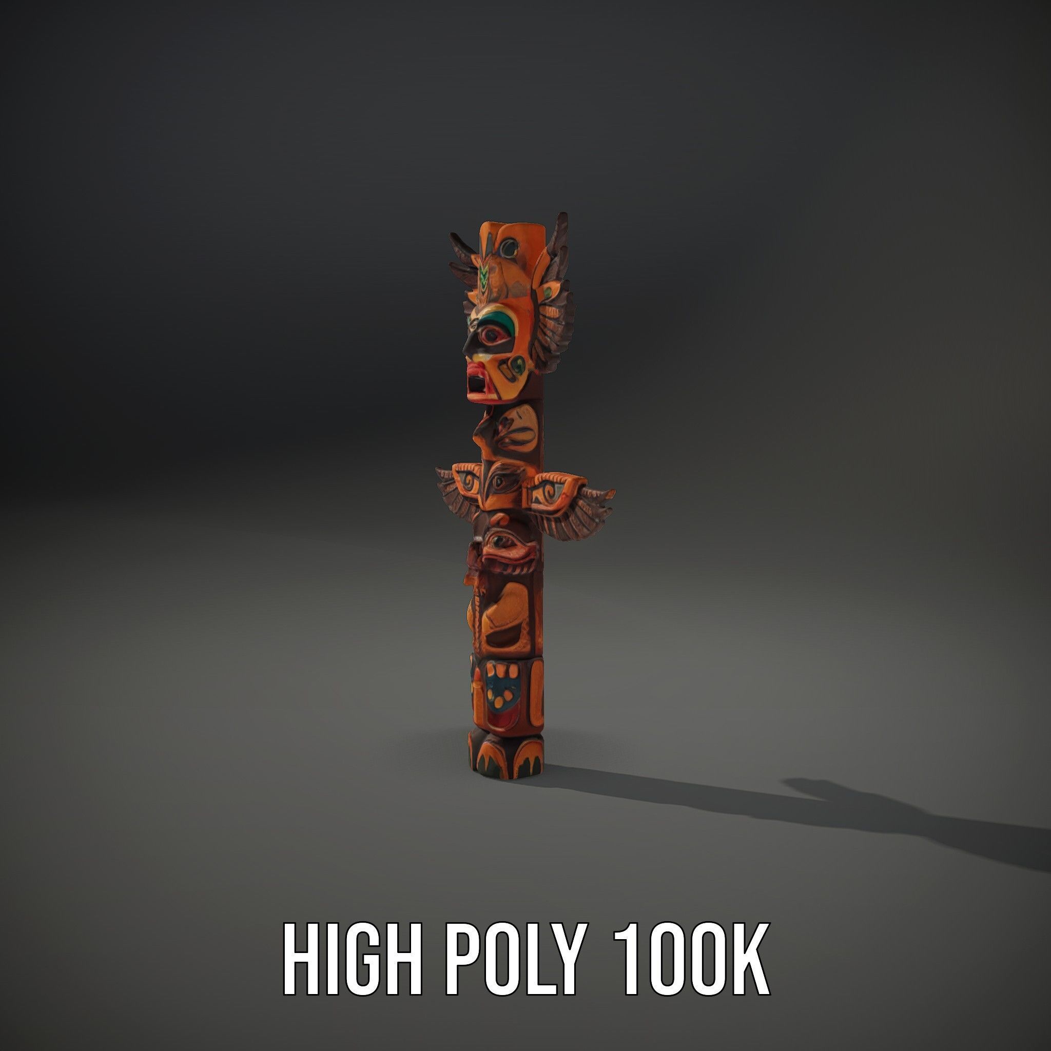 Traditional Totem Pole Model Pack with Detailed Carvings Low-poly 3D model_8