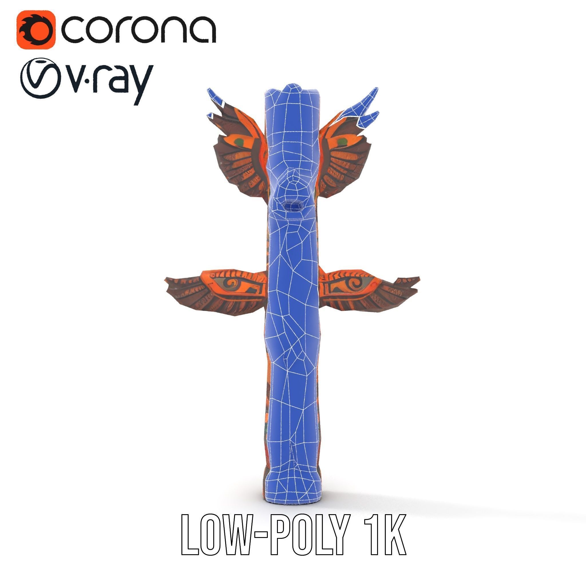 Traditional Totem Pole Model Pack with Detailed Carvings Low-poly 3D model_25