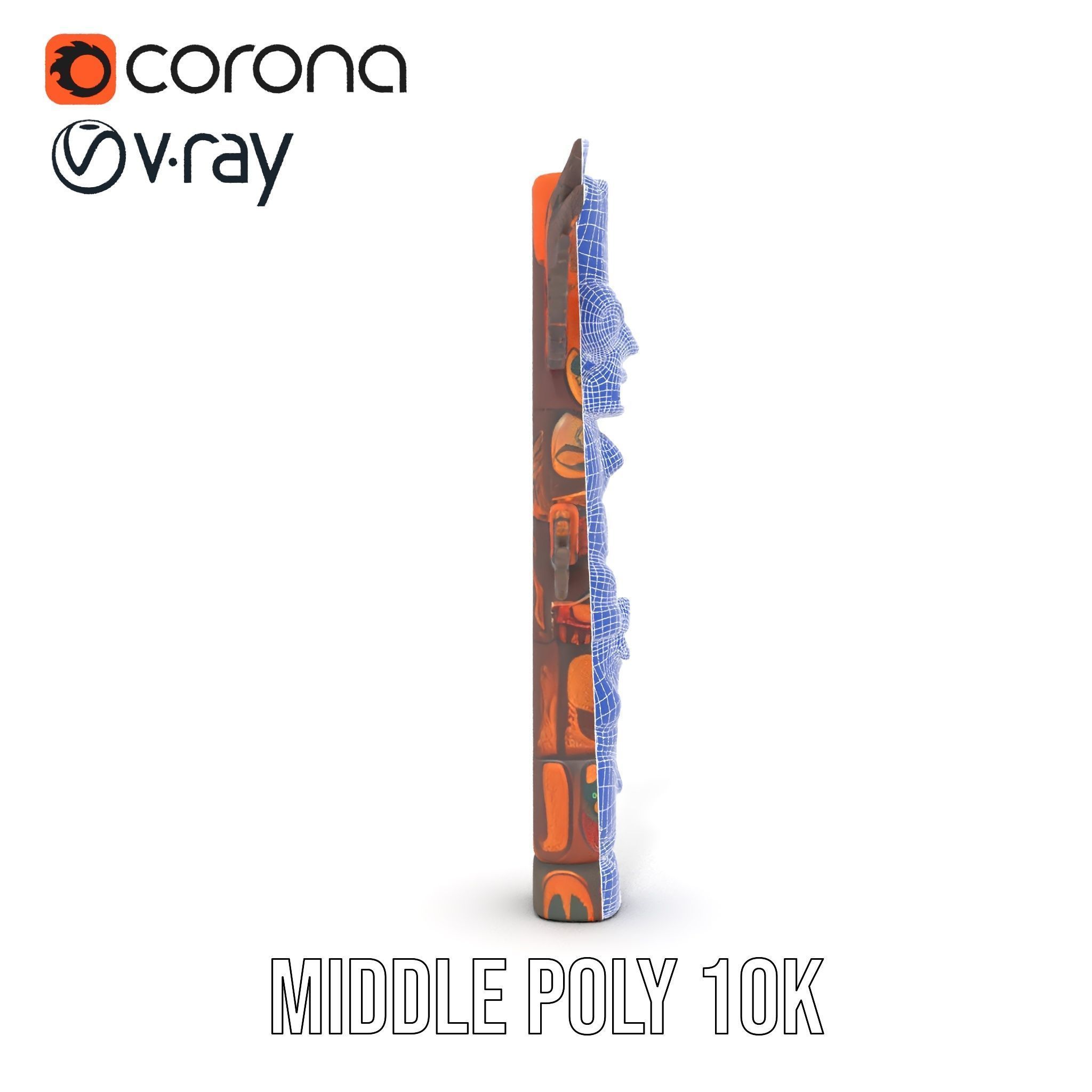 Traditional Totem Pole Model Pack with Detailed Carvings Low-poly 3D model_29