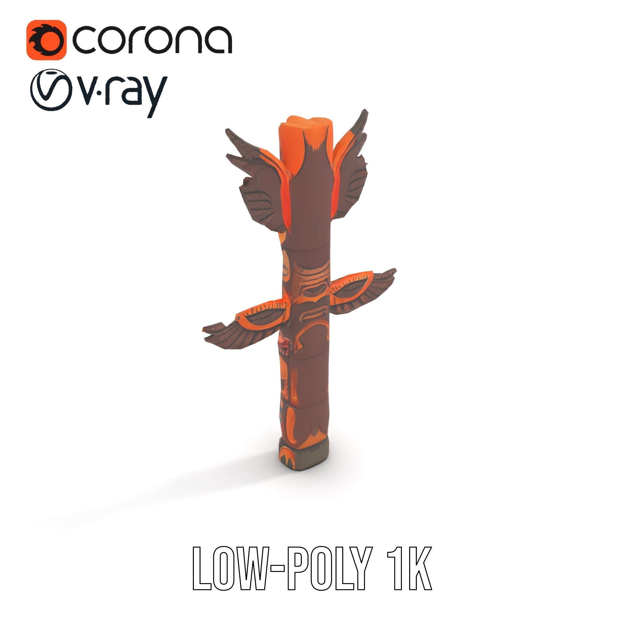 Traditional Totem Pole Model Pack with Detailed Carvings Low-poly 3D model_9