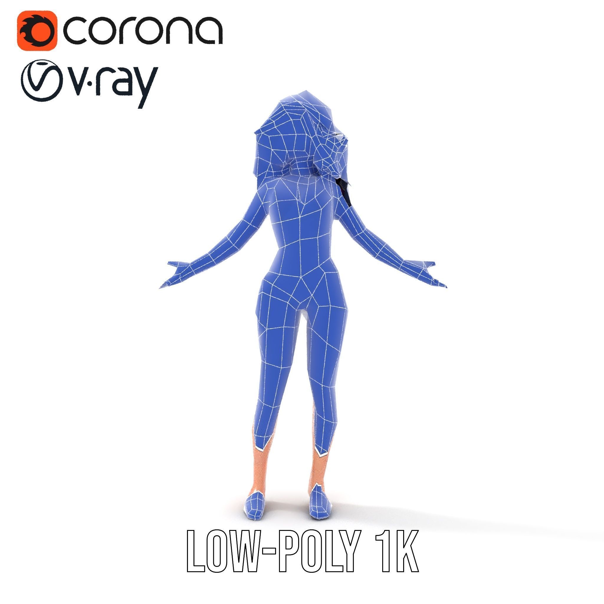 PurpleHaired Bikini Character Model  Rigged and Animated Low-poly 3D model_22