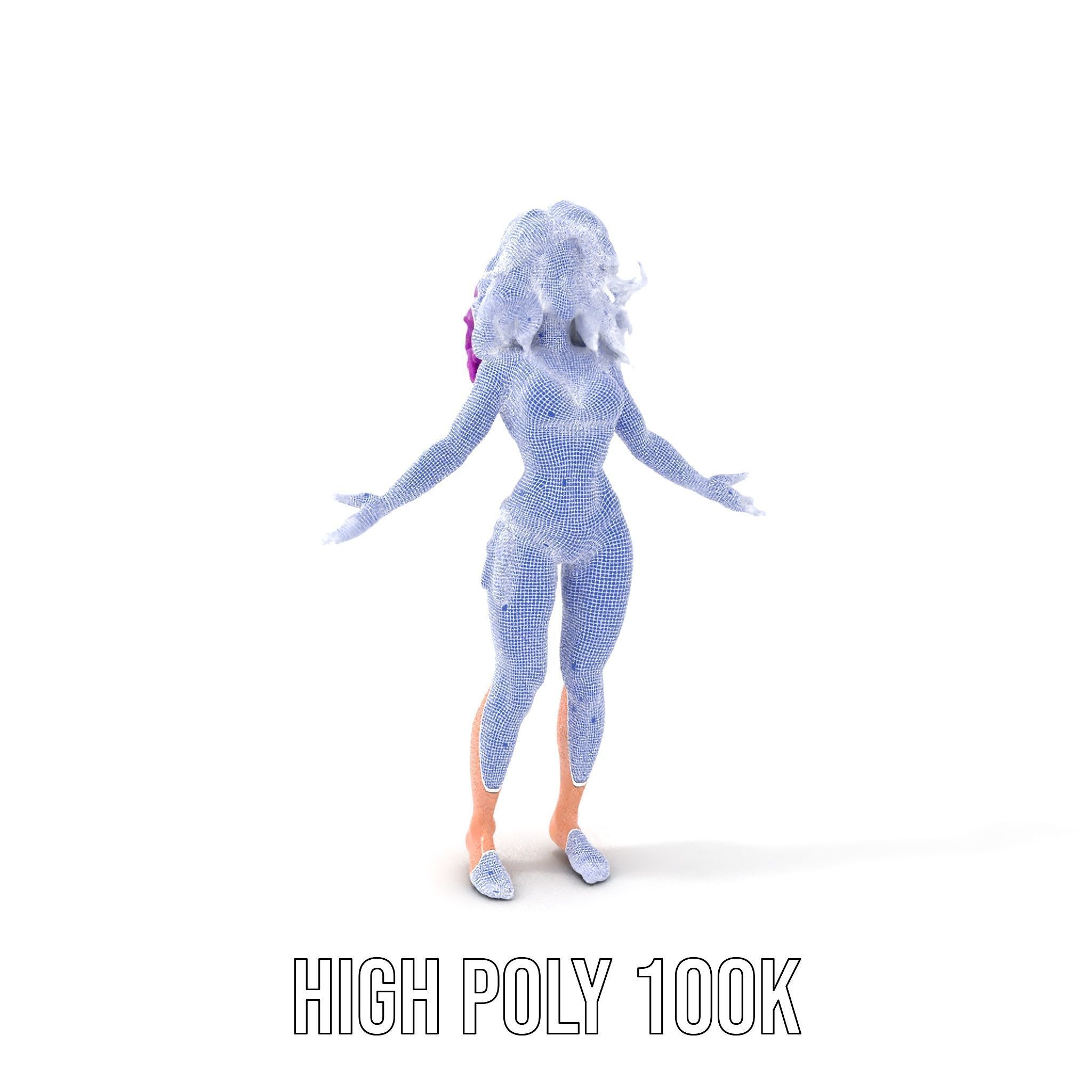 PurpleHaired Bikini Character Model  Rigged and Animated Low-poly 3D model_4
