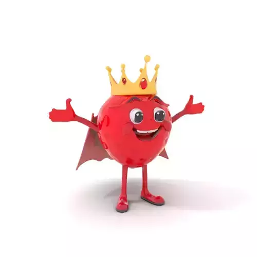 Berry King Character Model  Rigged and Animated Low-poly 3D model
