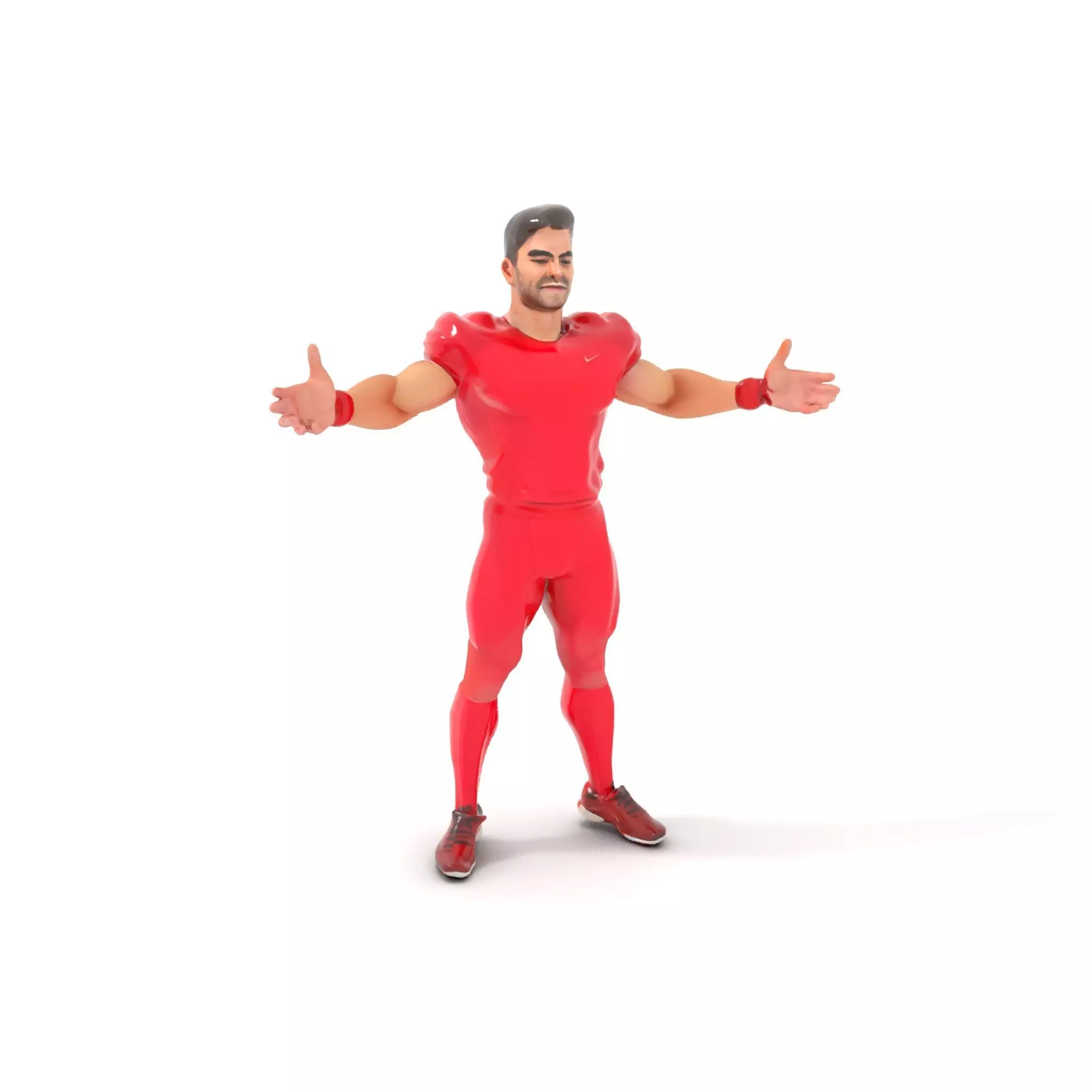 Athletic Male Character Rigged and Animated in Sporty Red Outfit Low-poly 3D model