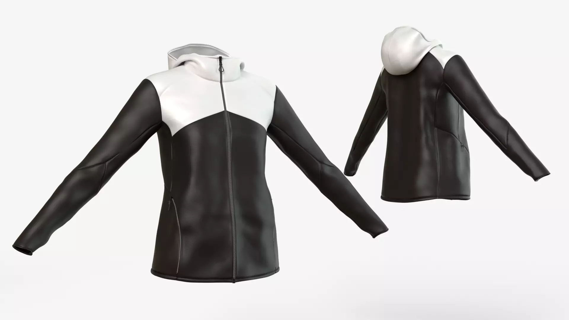 White Black polyester Jacket 3D model