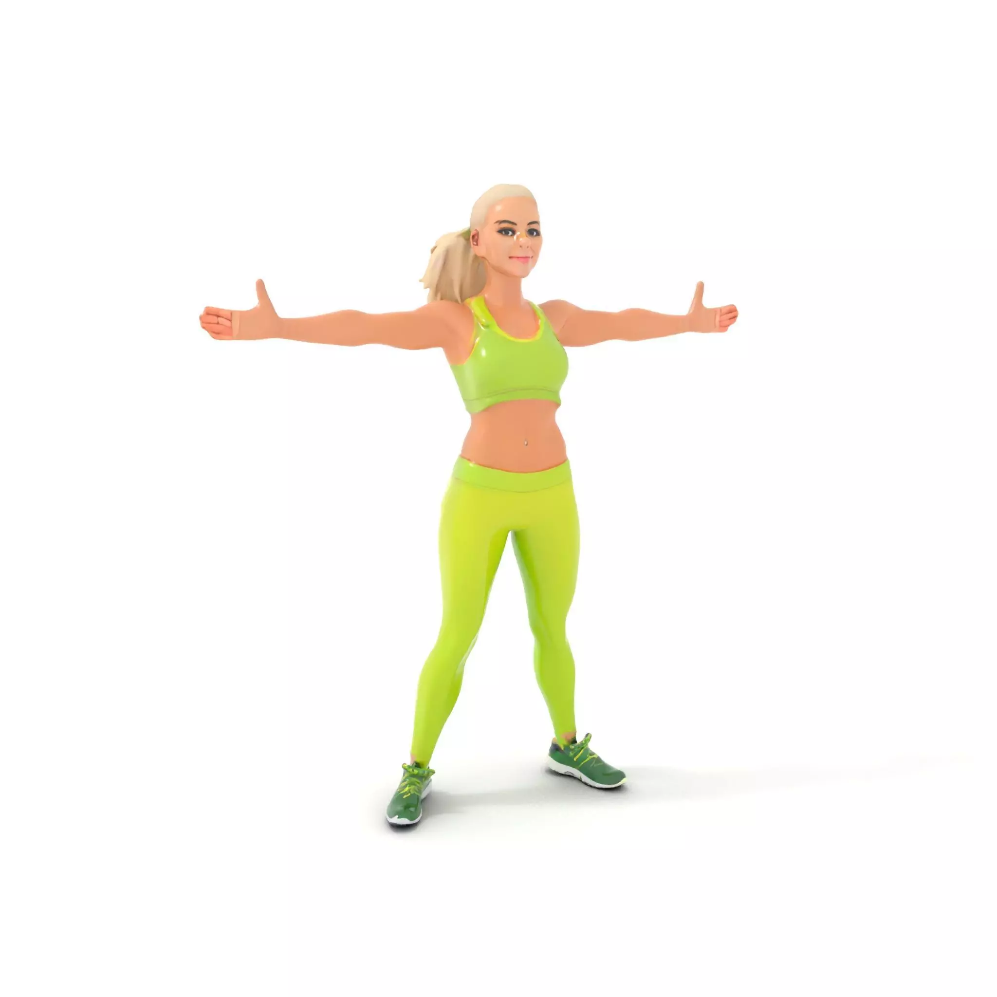 Athletic Female D Character Model Rigged and Animated Low-poly 3D model