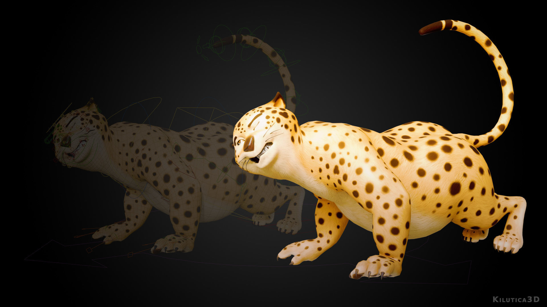 Stylized Biped Cheetah - Rigged Cartoon Animal  for Blender Low-poly 3D model_6