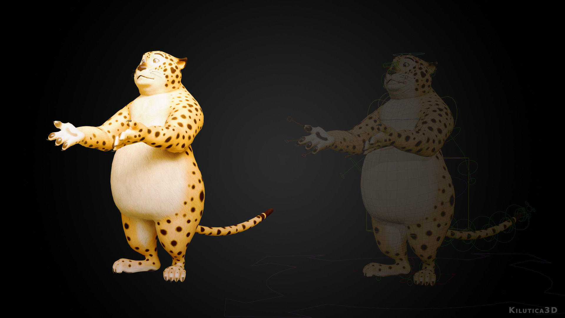 Stylized Biped Cheetah - Rigged Cartoon Animal  for Blender Low-poly 3D model_5