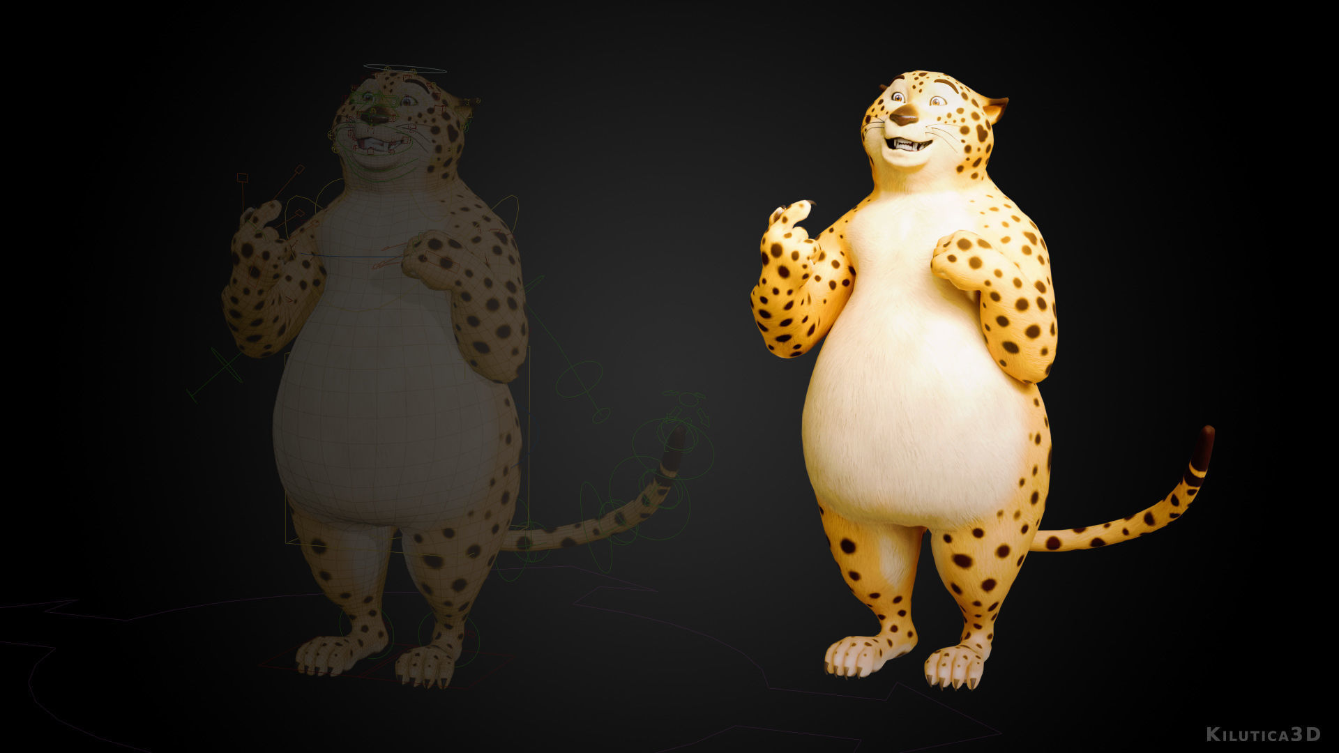 Stylized Biped Cheetah - Rigged Cartoon Animal  for Blender Low-poly 3D model_2