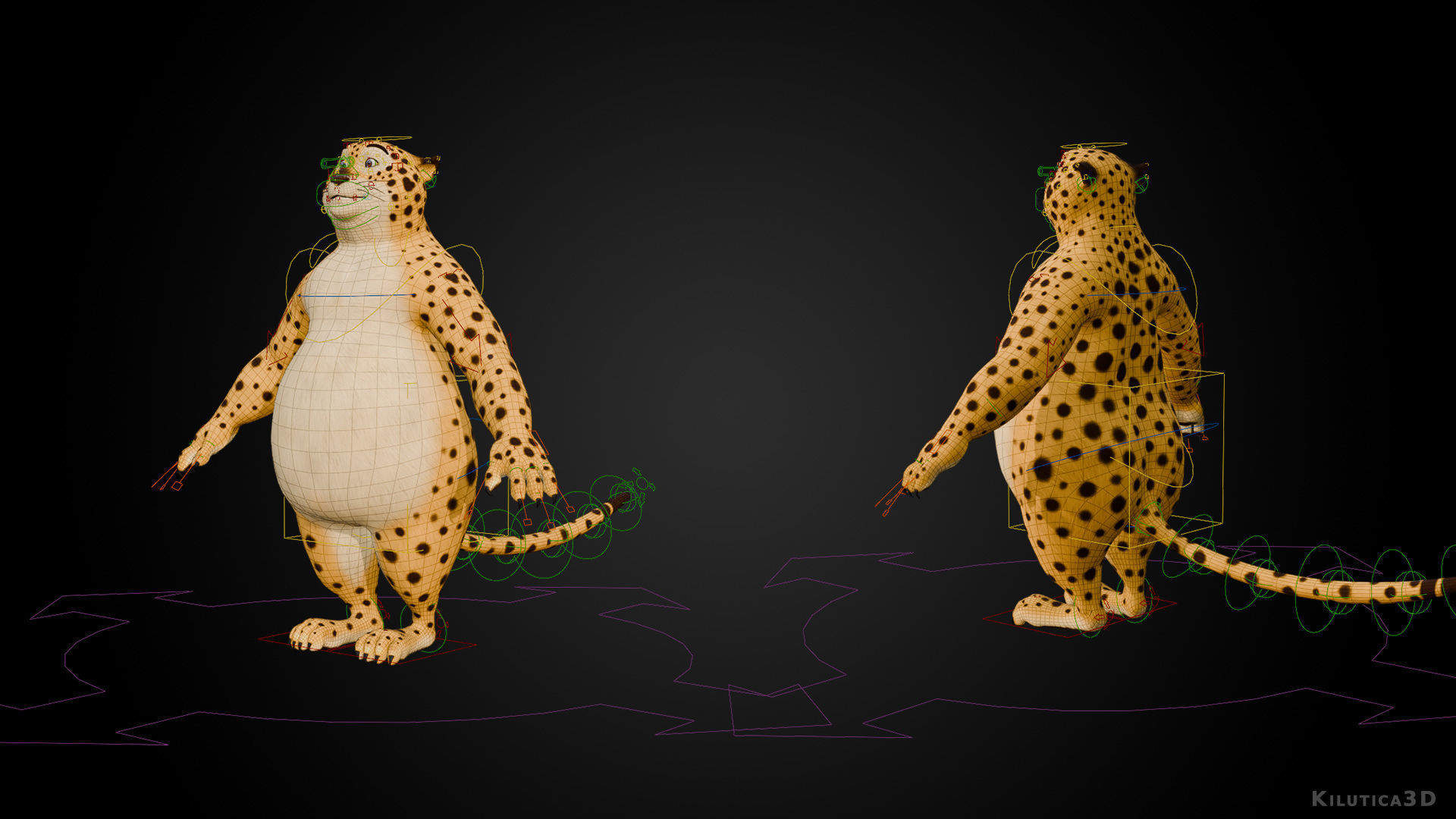 Stylized Biped Cheetah - Rigged Cartoon Animal  for Blender Low-poly 3D model_7
