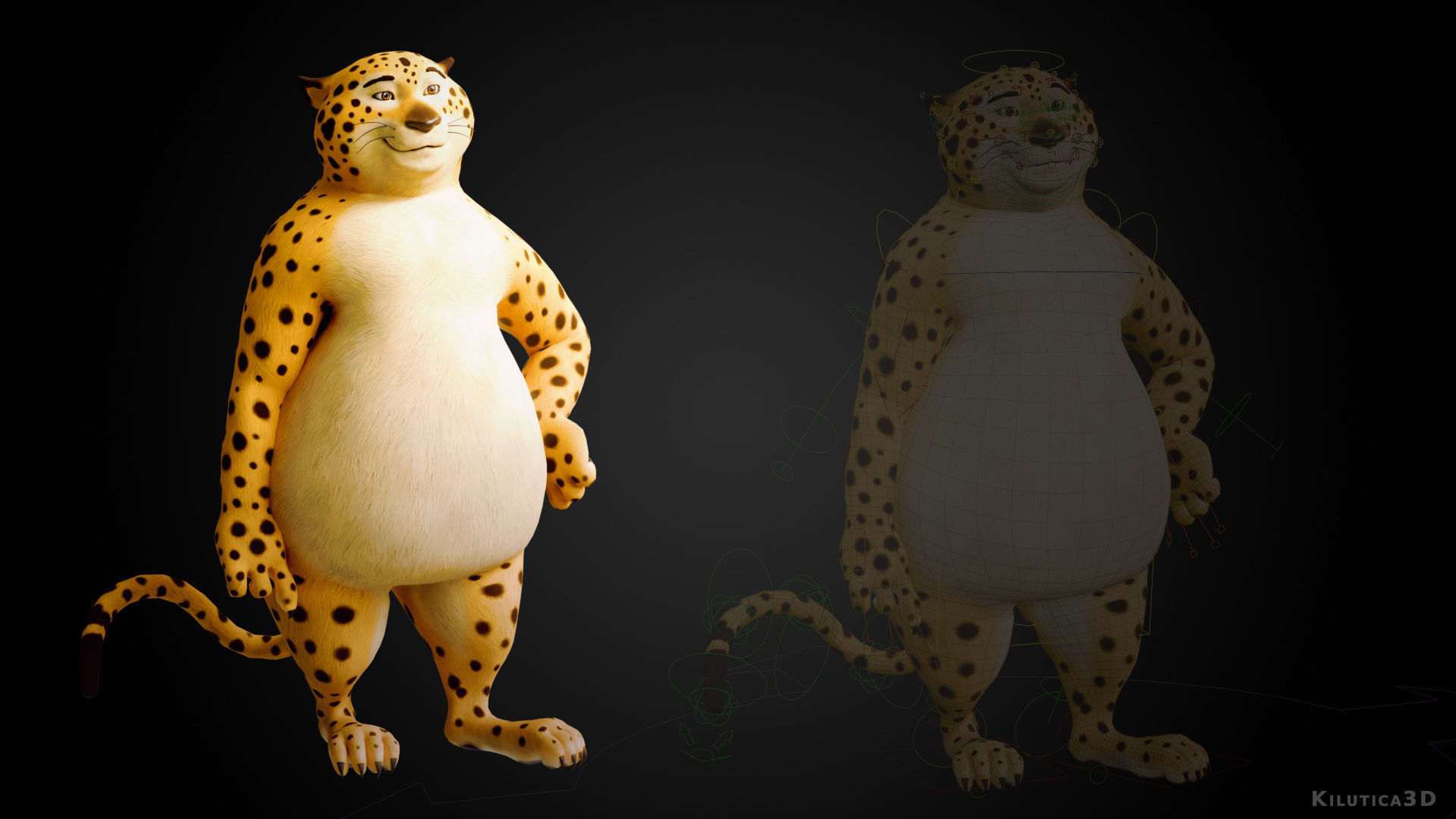 Stylized Biped Cheetah - Rigged Cartoon Animal  for Blender Low-poly 3D model_4