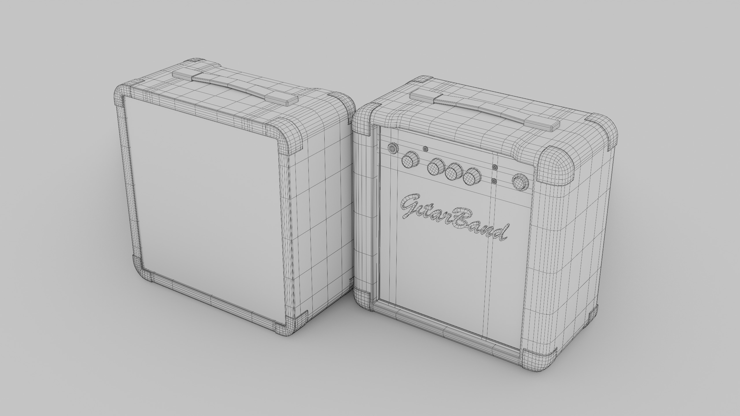 Electro-acoustic guitar and  Guitar Combo amplifier and Stand Low-poly 3D model_22