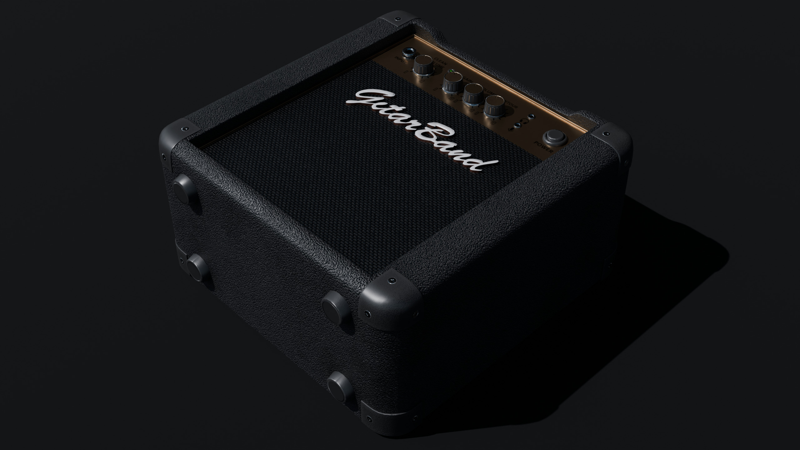 Electro-acoustic guitar and  Guitar Combo amplifier and Stand Low-poly 3D model_20