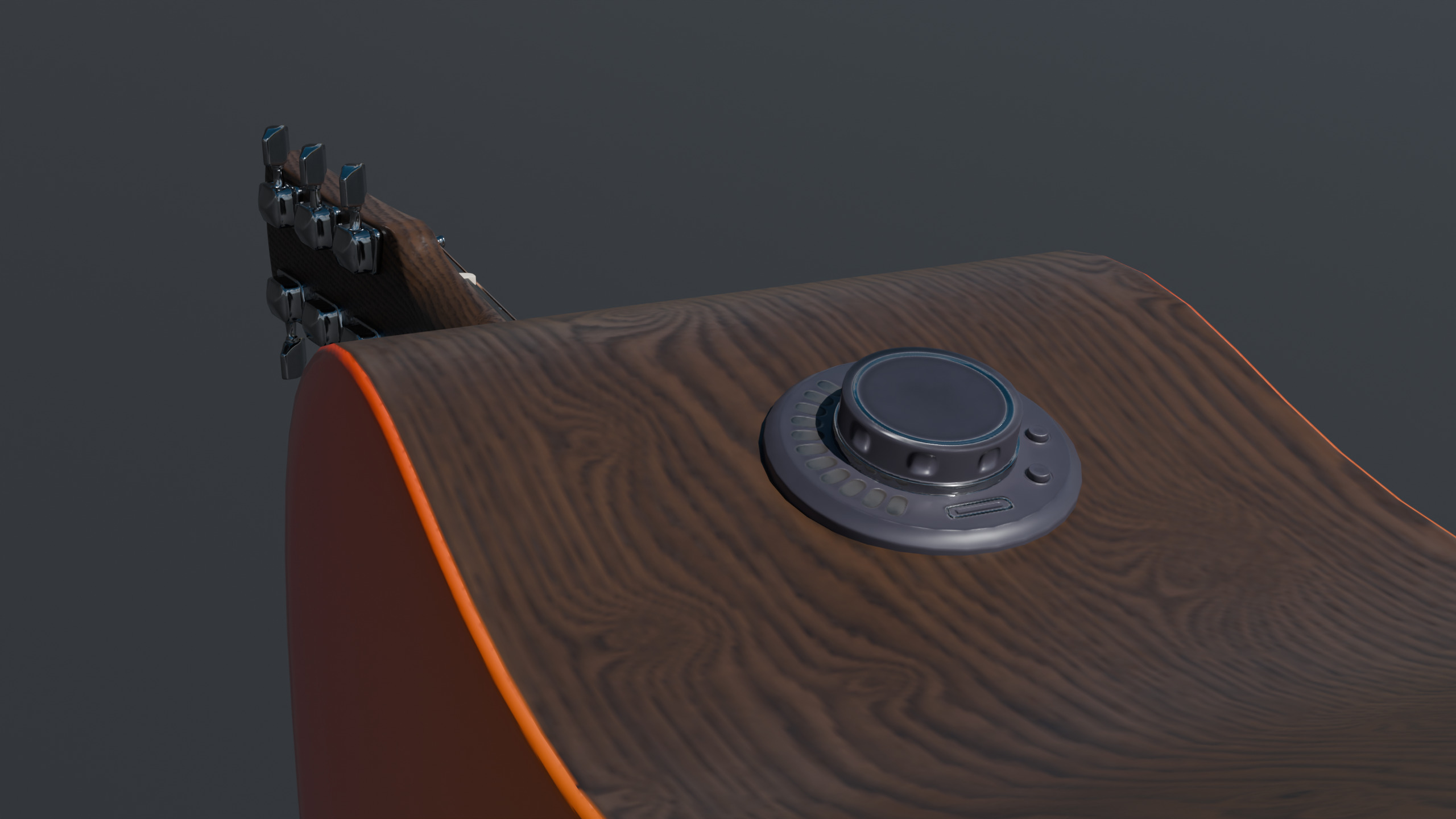 Electro-acoustic guitar and  Guitar Combo amplifier and Stand Low-poly 3D model_14