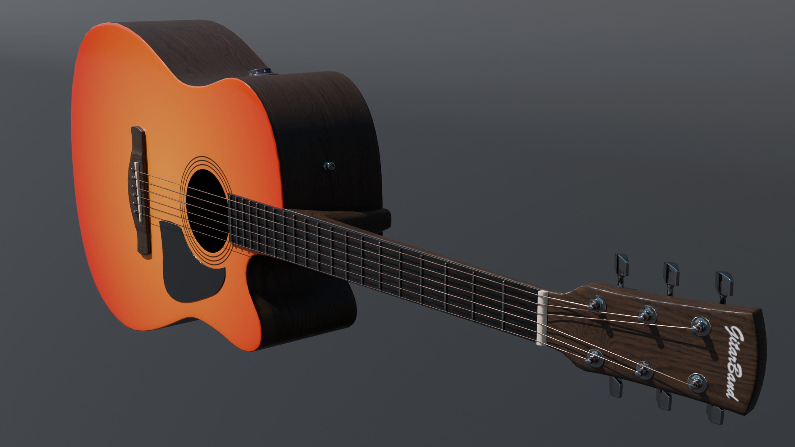 Electro-acoustic guitar and  Guitar Combo amplifier and Stand Low-poly 3D model_11