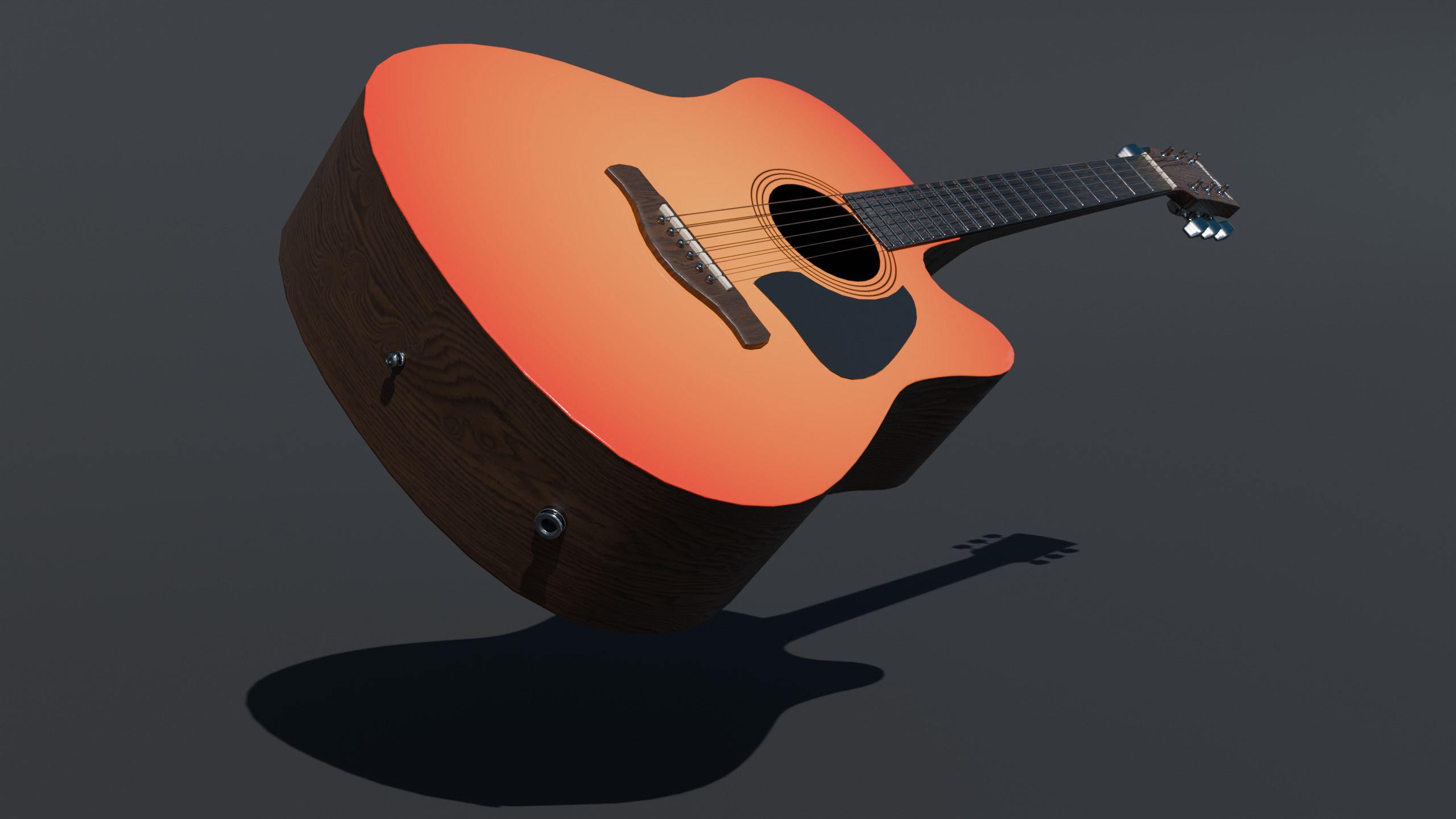 Electro-acoustic guitar and  Guitar Combo amplifier and Stand Low-poly 3D model_10
